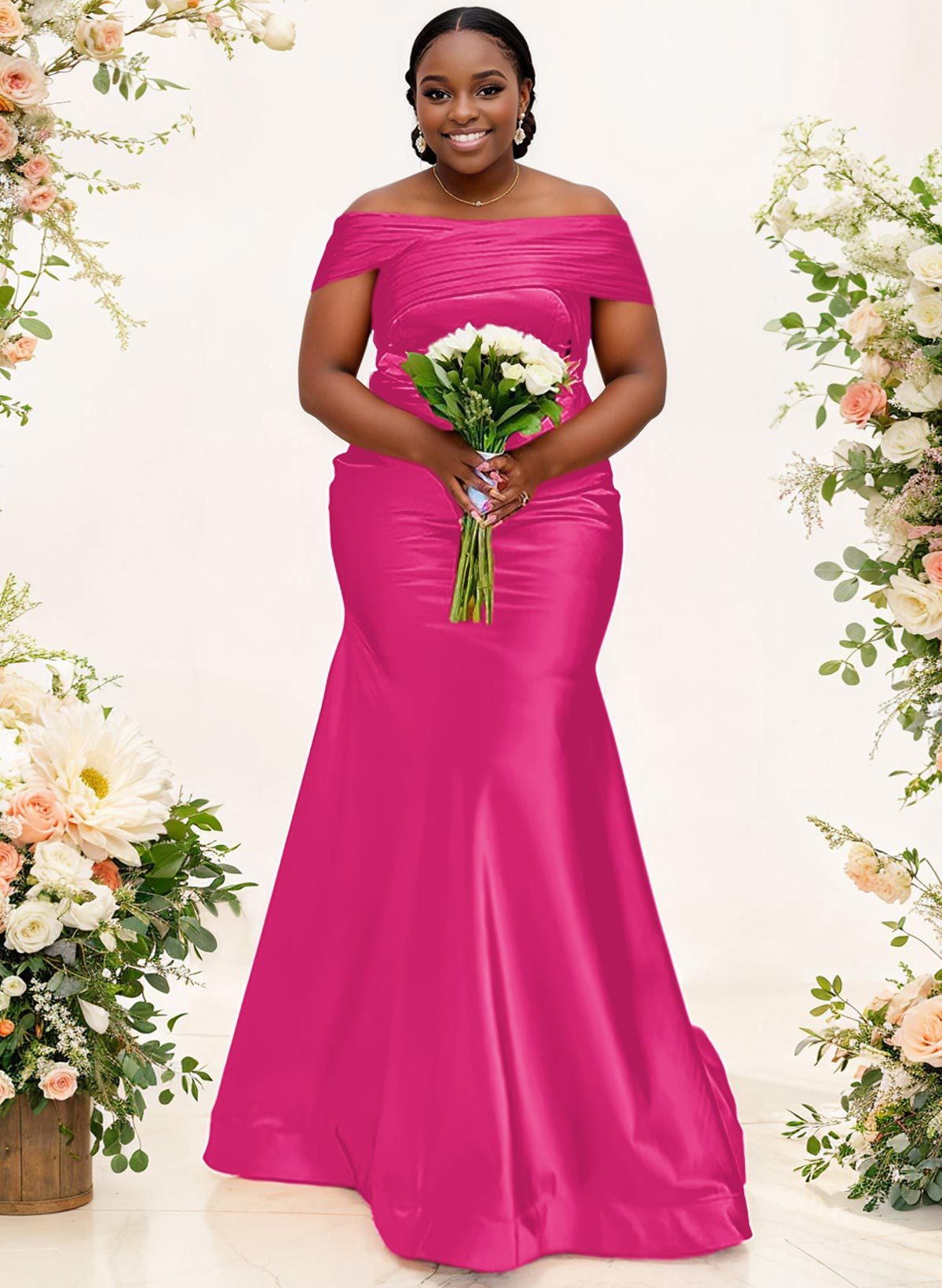 Trumpet/Mermaid Off-The-Shoulder Sleeveless Satin Bridesmaid Dresses, product image 62