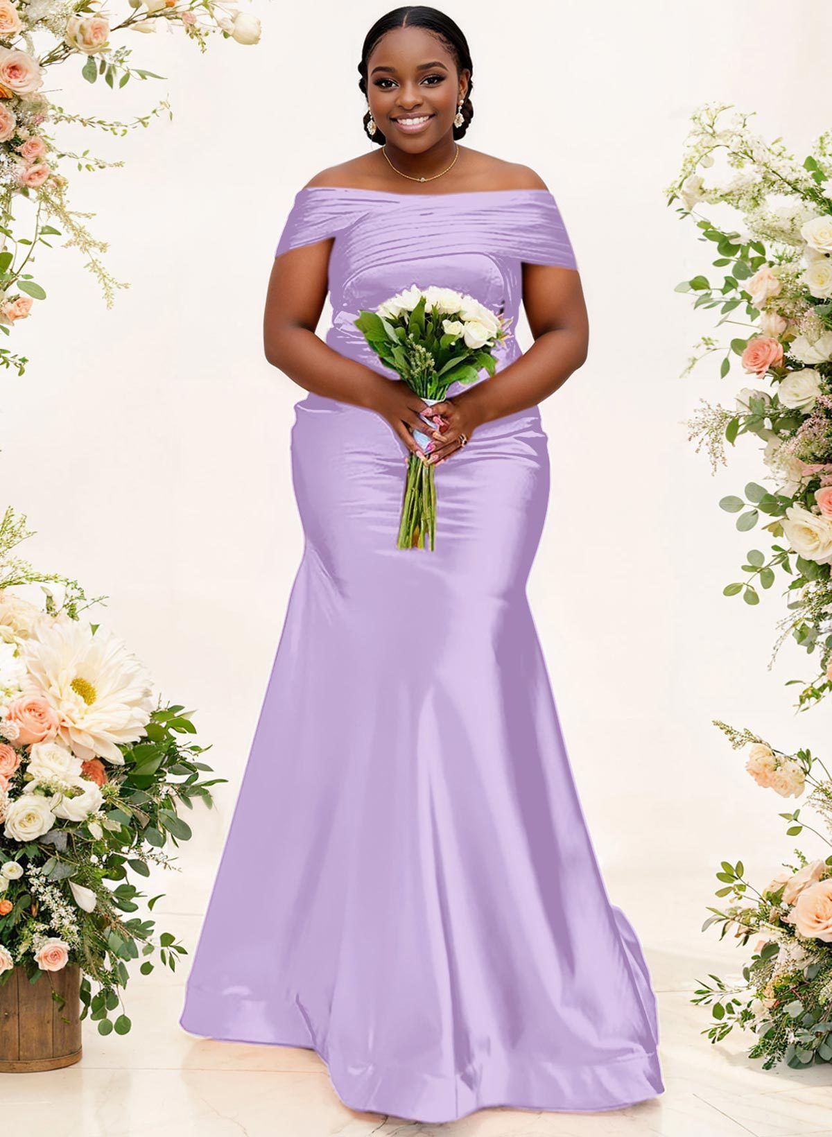 Trumpet/Mermaid Off-The-Shoulder Sleeveless Satin Bridesmaid Dresses, product image 35