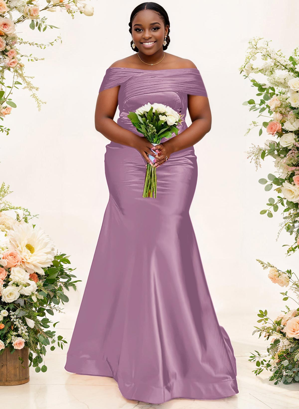 Trumpet/Mermaid Off-The-Shoulder Sleeveless Satin Bridesmaid Dresses, product image 34