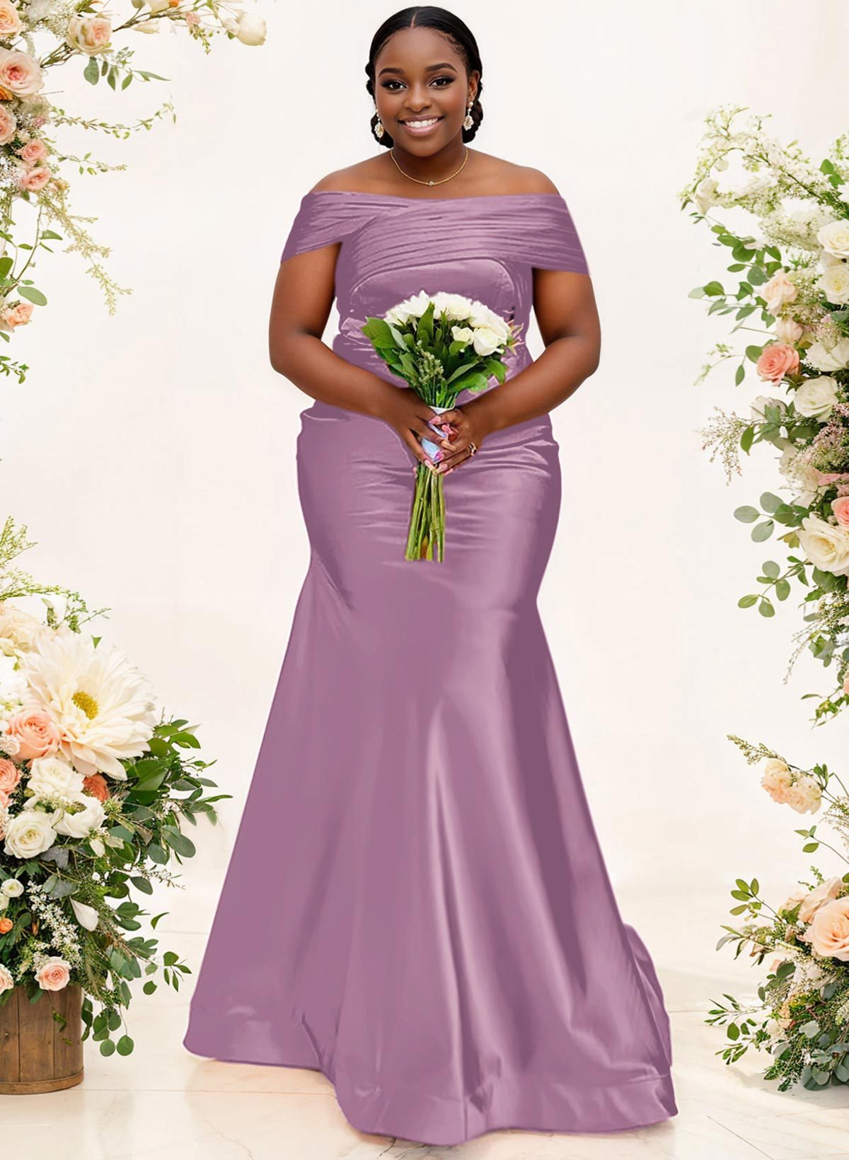 Trumpet/Mermaid Off-The-Shoulder Sleeveless Satin Bridesmaid Dresses, product image 34