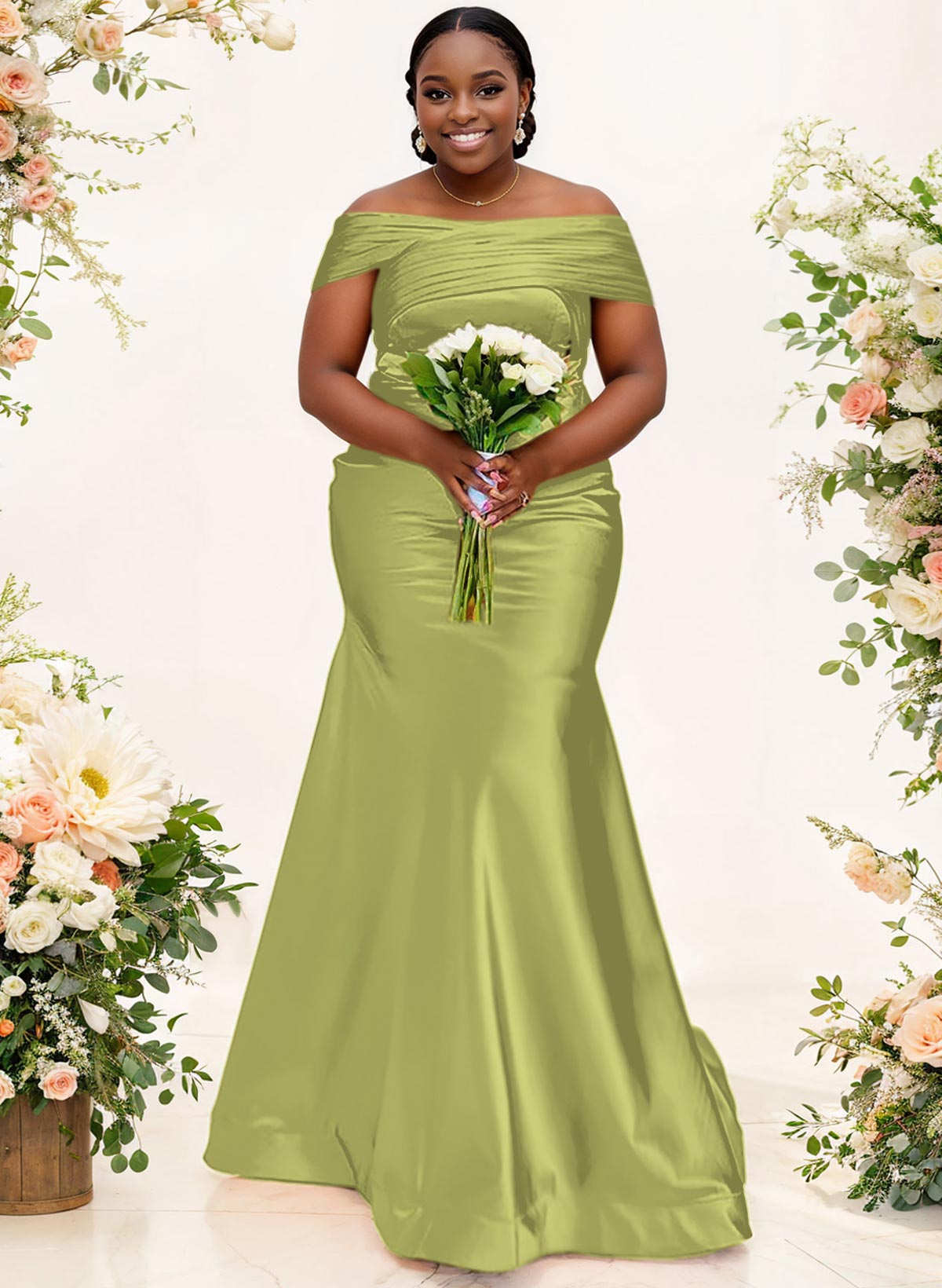 Trumpet/Mermaid Off-The-Shoulder Sleeveless Satin Bridesmaid Dresses, product image 69