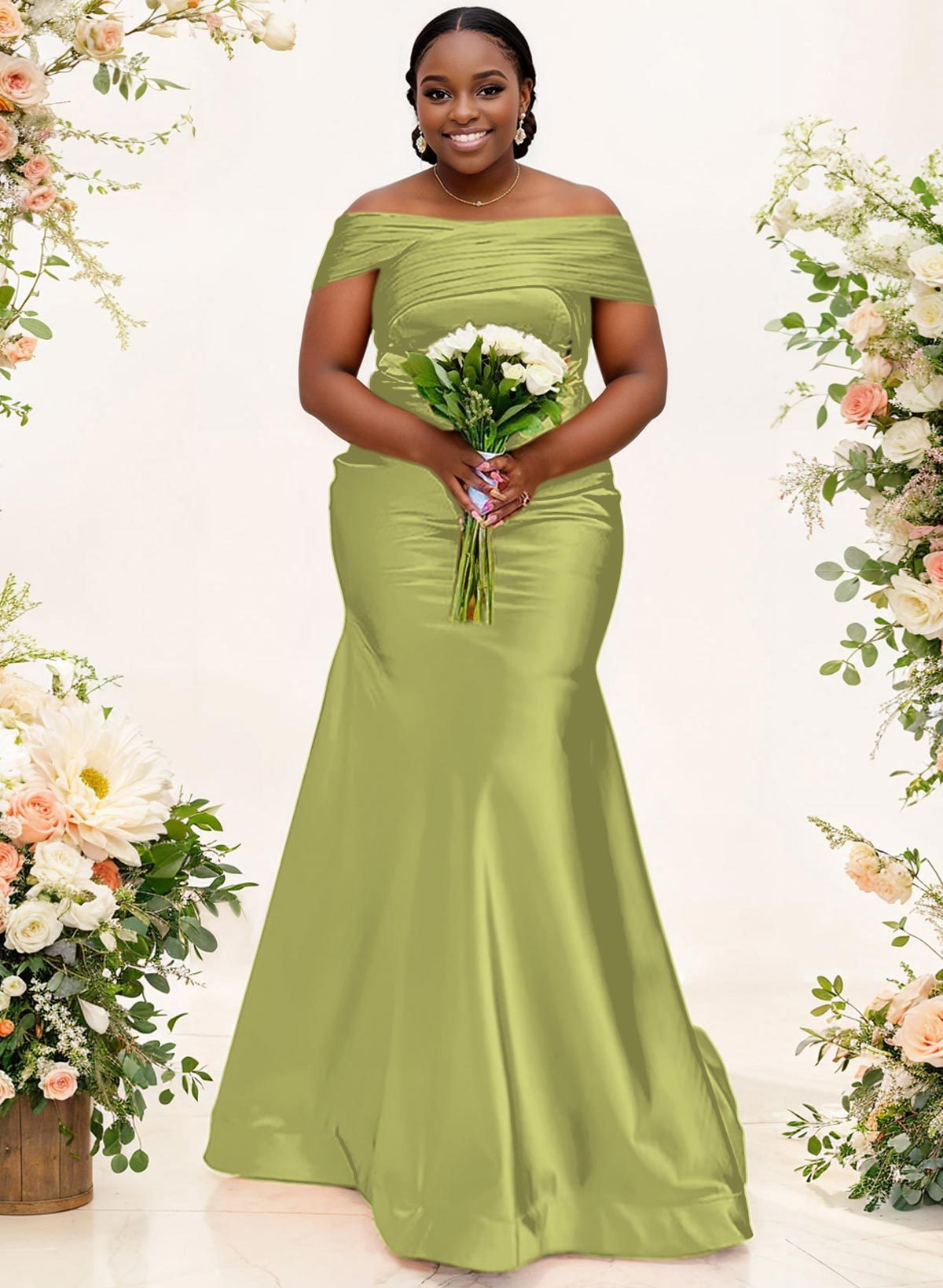 Trumpet/Mermaid Off-The-Shoulder Sleeveless Satin Bridesmaid Dresses, product image 69