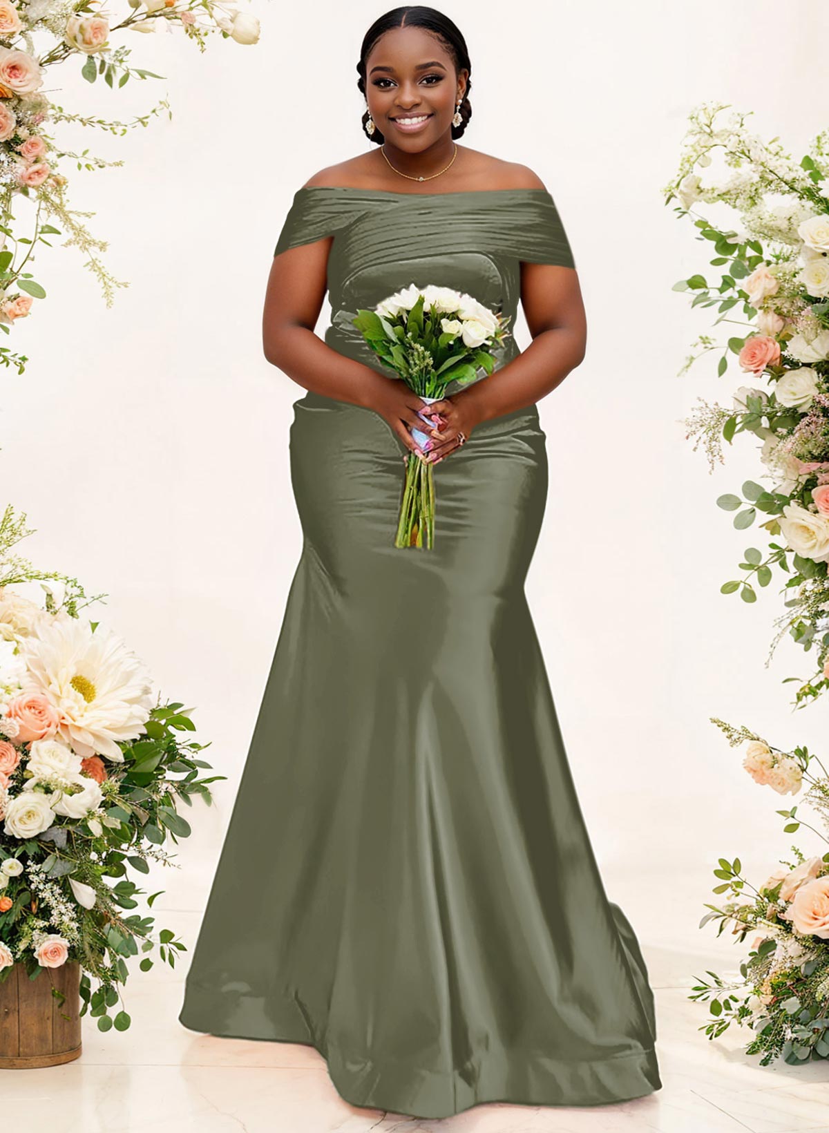 Trumpet/Mermaid Off-The-Shoulder Sleeveless Satin Bridesmaid Dresses, product image 64