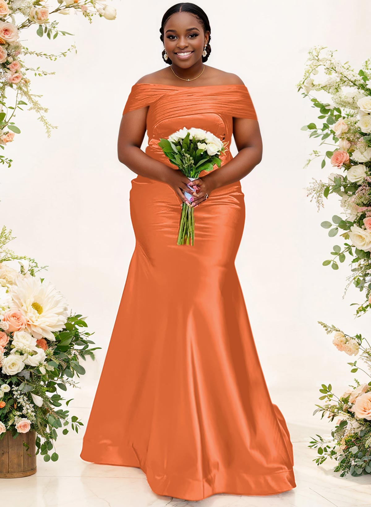 Trumpet/Mermaid Off-The-Shoulder Sleeveless Satin Bridesmaid Dresses, product image 54
