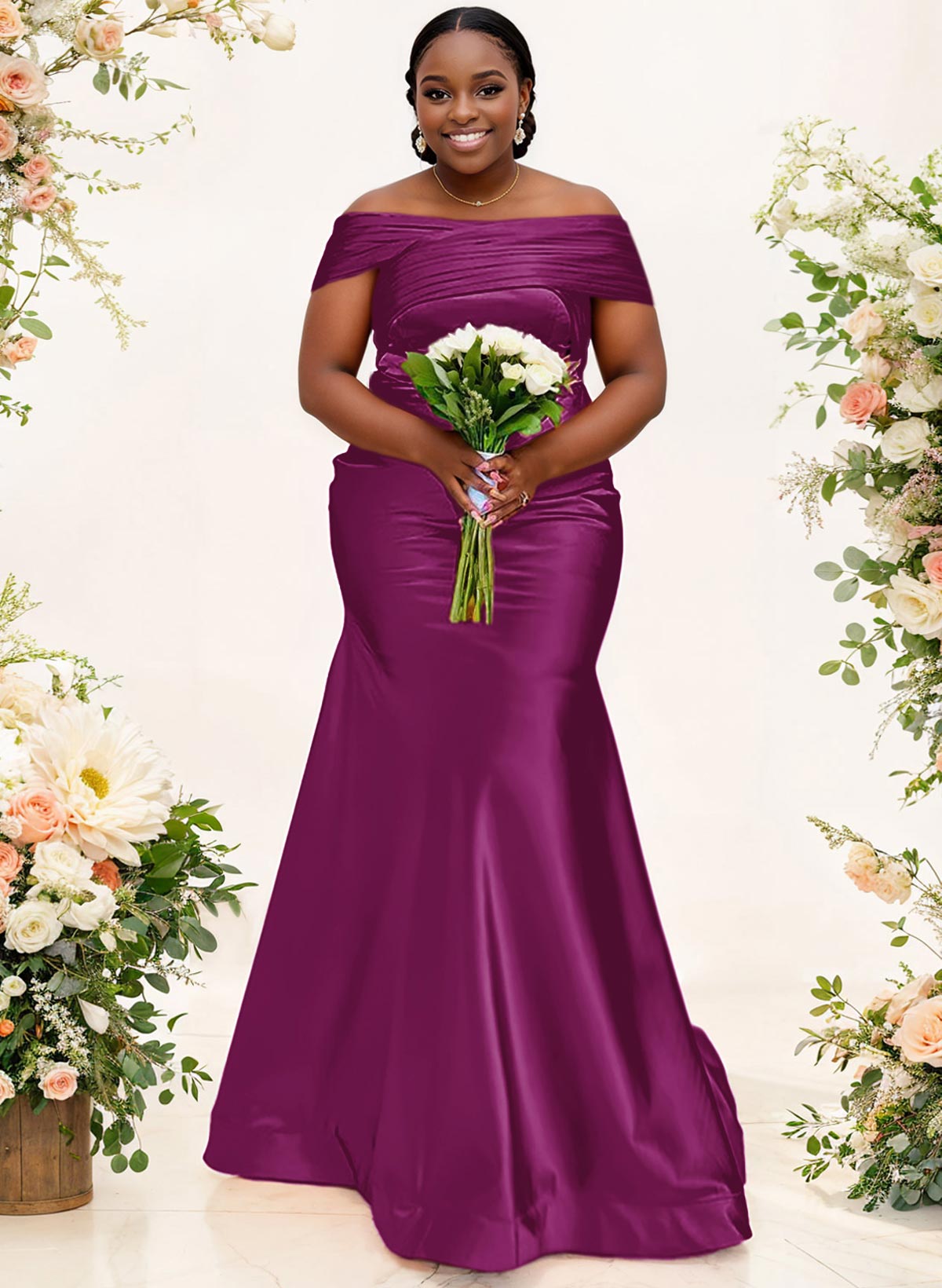 Trumpet/Mermaid Off-The-Shoulder Sleeveless Satin Bridesmaid Dresses, product image 39