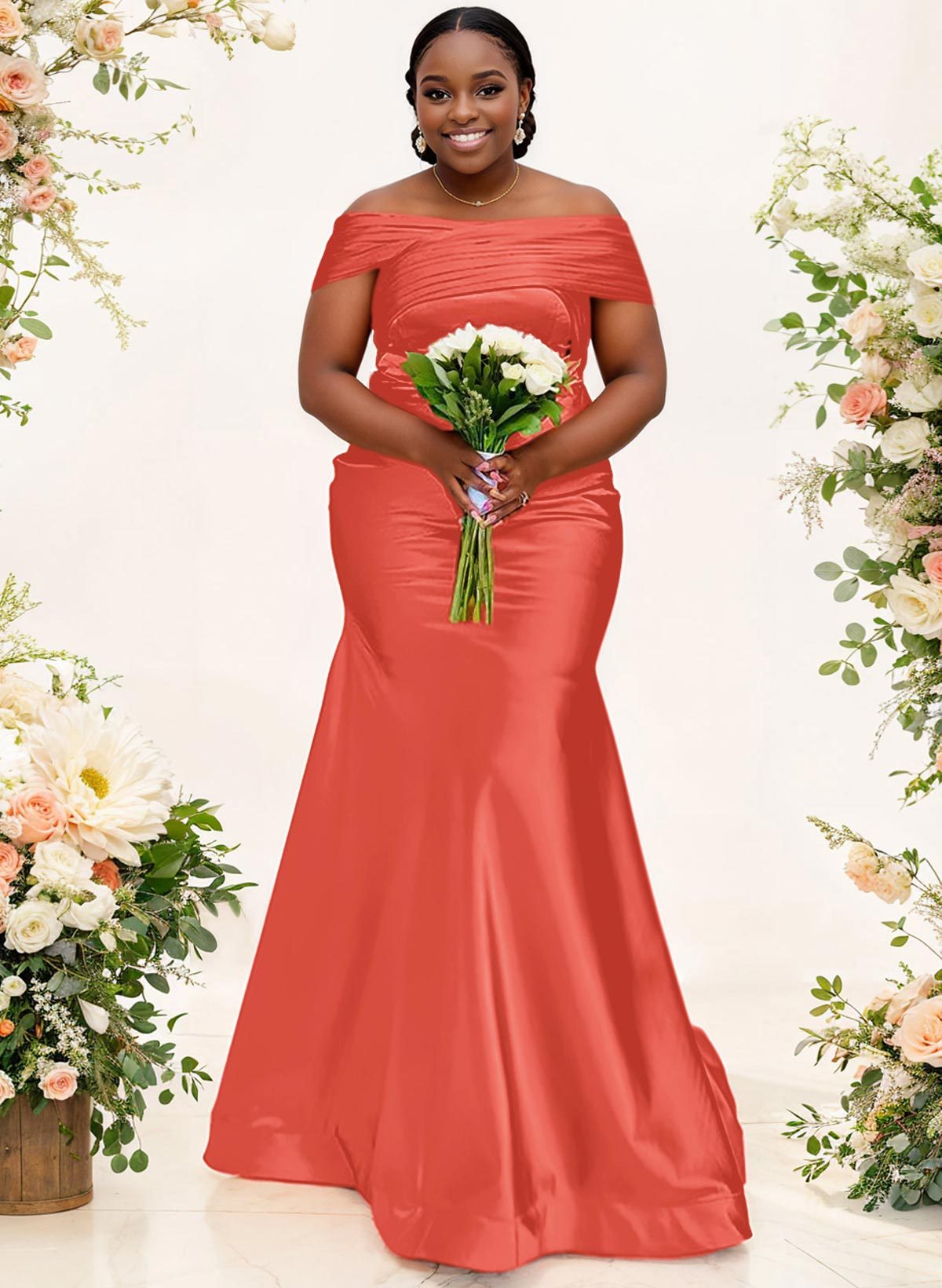 Trumpet/Mermaid Off-The-Shoulder Sleeveless Satin Bridesmaid Dresses, product image 55