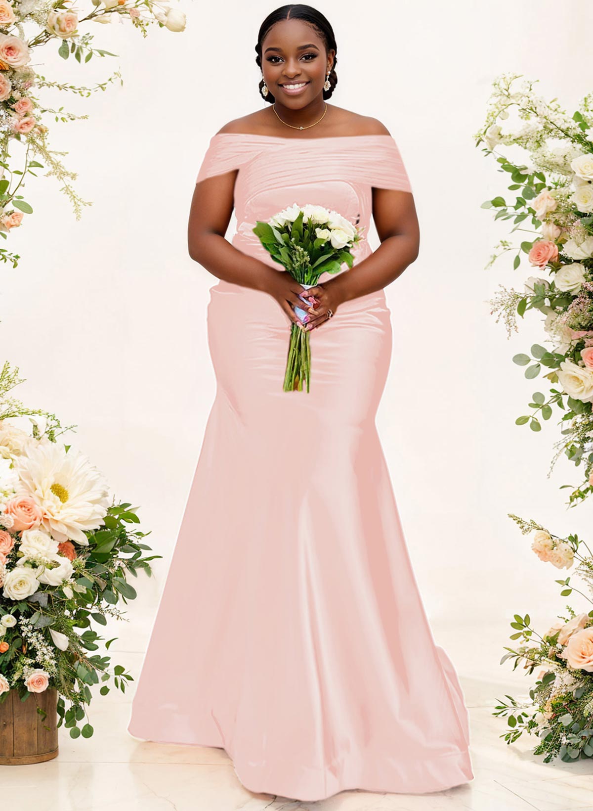 Trumpet/Mermaid Off-The-Shoulder Sleeveless Satin Bridesmaid Dresses, product image 25