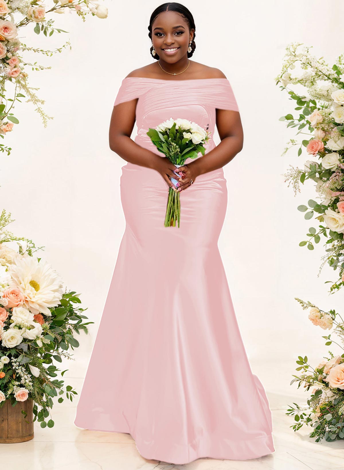 Trumpet/Mermaid Off-The-Shoulder Sleeveless Satin Bridesmaid Dresses, product image 27