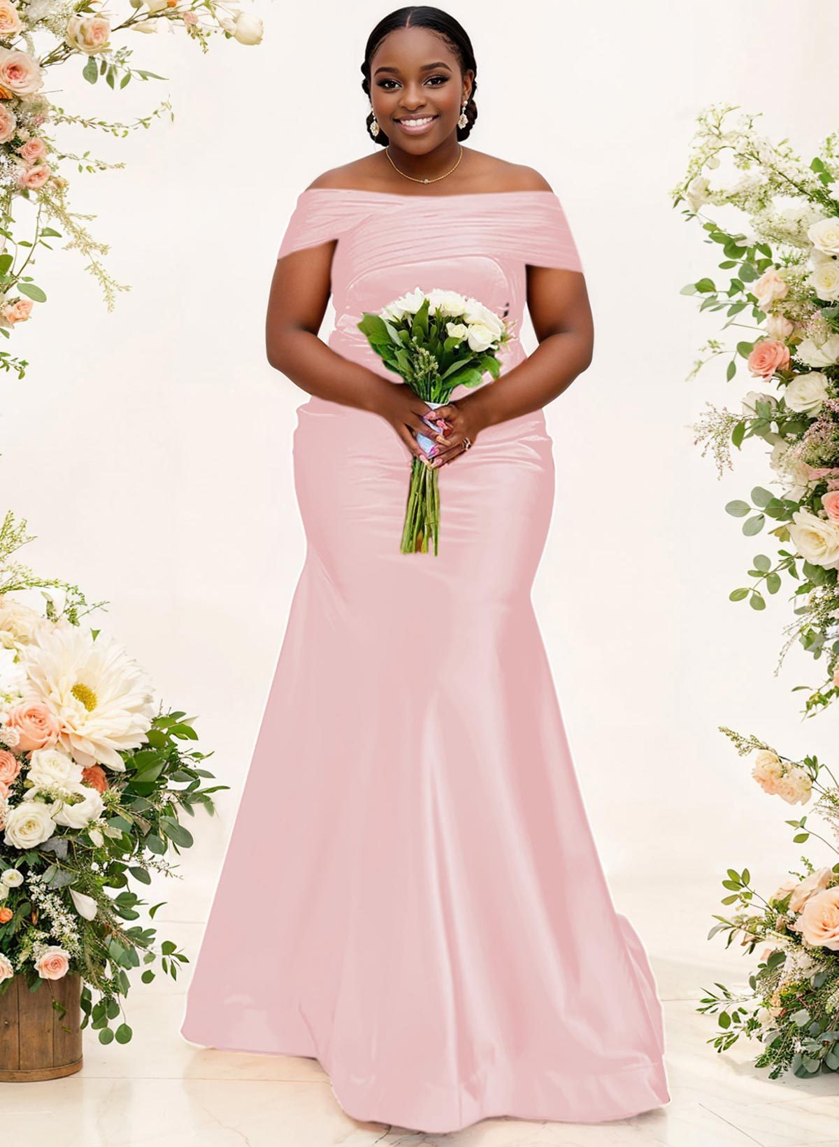 Trumpet/Mermaid Off-The-Shoulder Sleeveless Satin Bridesmaid Dresses, product image 27
