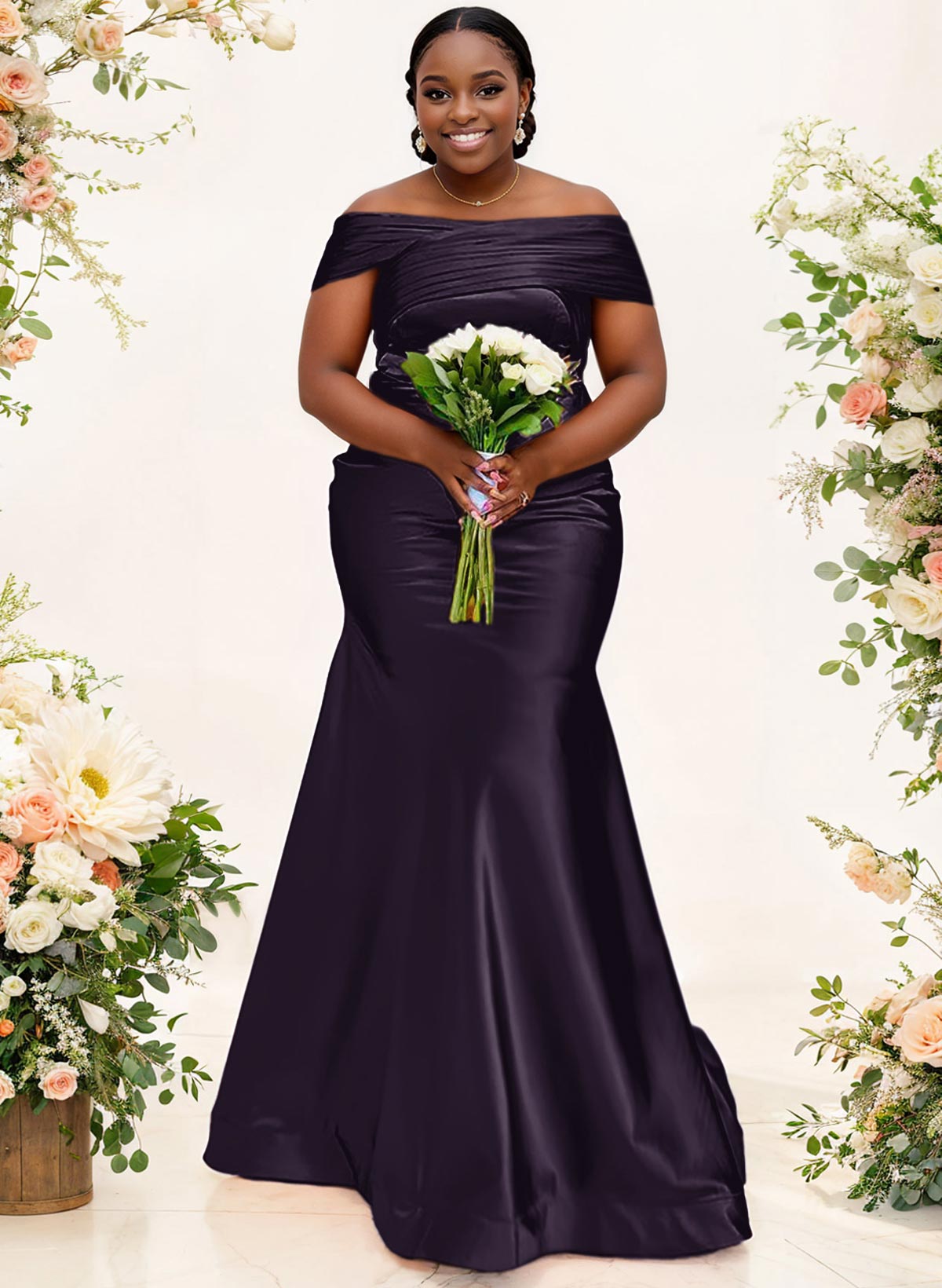 Trumpet/Mermaid Off-The-Shoulder Sleeveless Satin Bridesmaid Dresses, product image 63