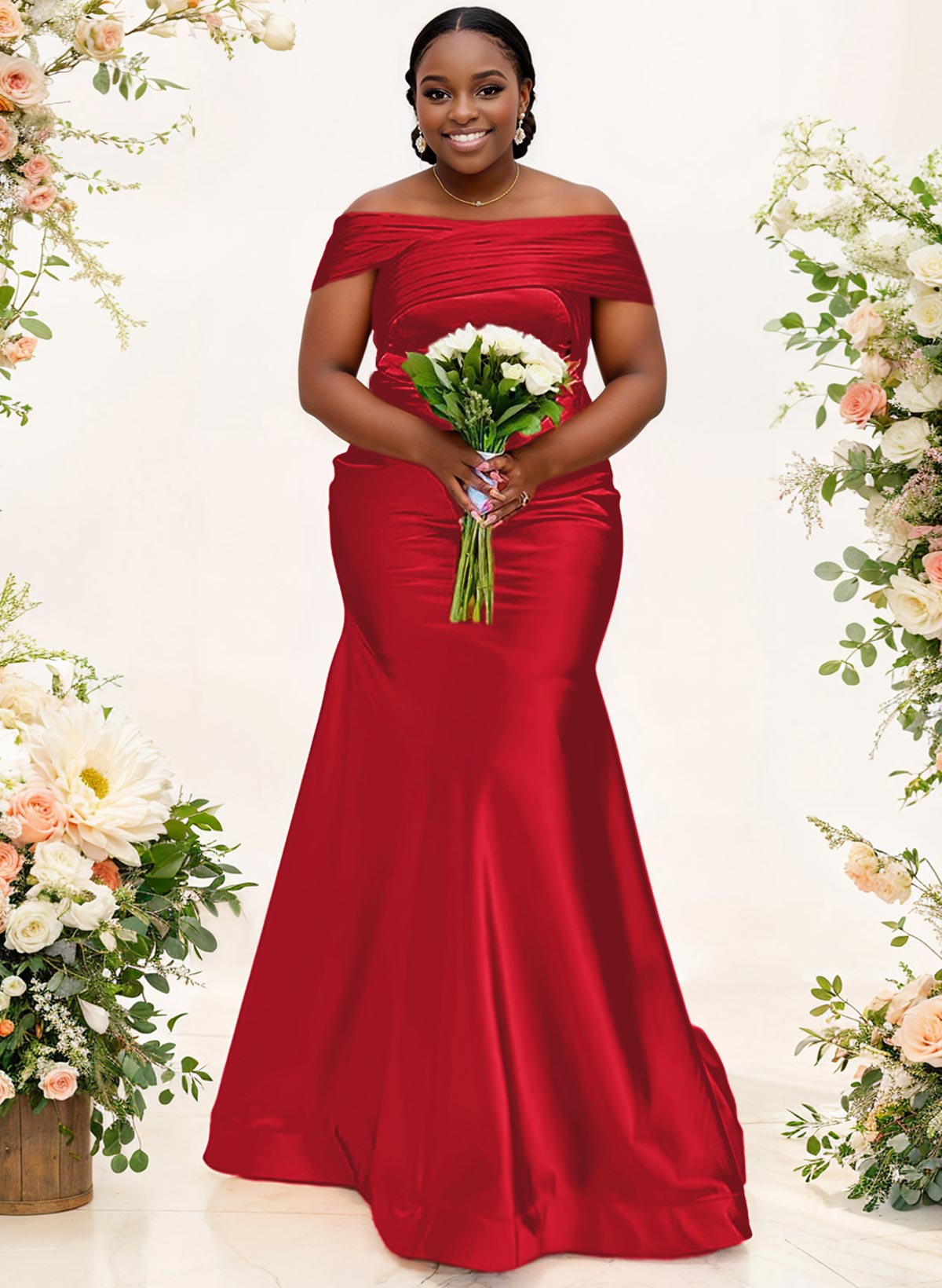 Trumpet/Mermaid Off-The-Shoulder Sleeveless Satin Bridesmaid Dresses, product image 21