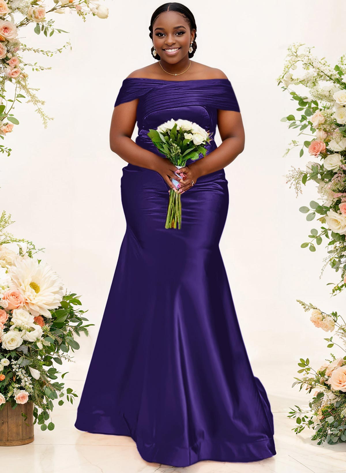 Trumpet/Mermaid Off-The-Shoulder Sleeveless Satin Bridesmaid Dresses, product image 41