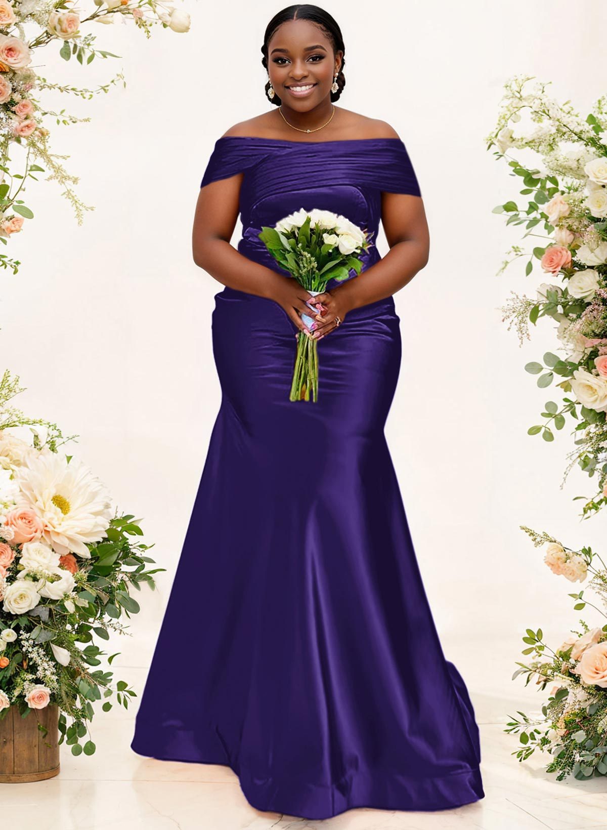 Trumpet/Mermaid Off-The-Shoulder Sleeveless Satin Bridesmaid Dresses, product image 41