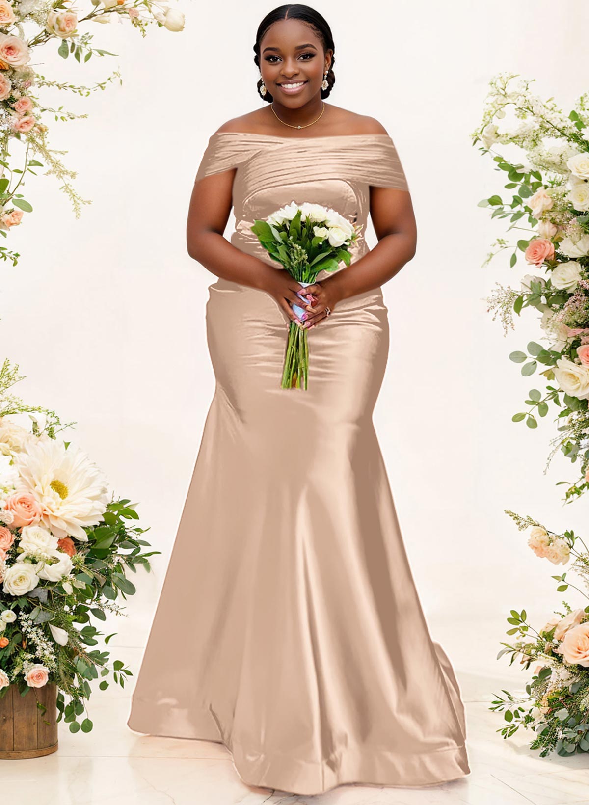 Trumpet/Mermaid Off-The-Shoulder Sleeveless Satin Bridesmaid Dresses, product image 67