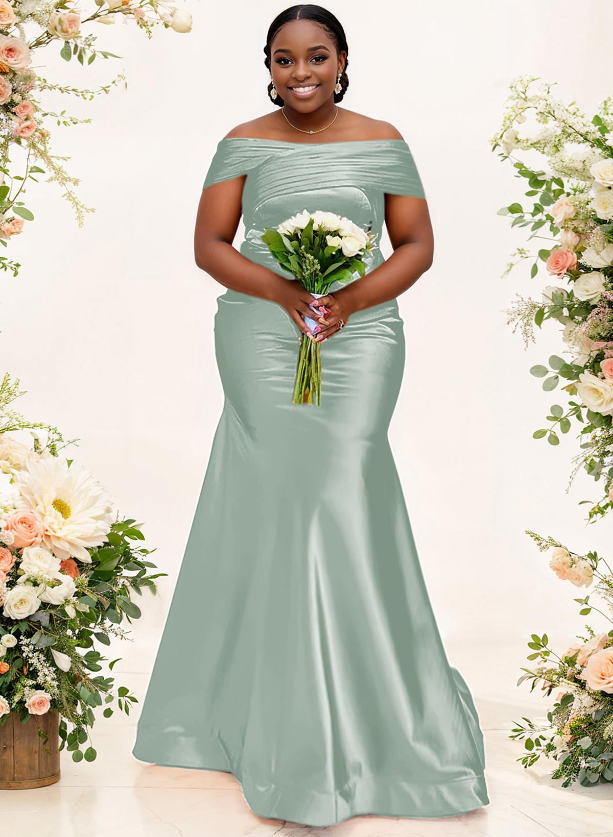 Trumpet/Mermaid Off-The-Shoulder Sleeveless Satin Bridesmaid Dresses, product image 47