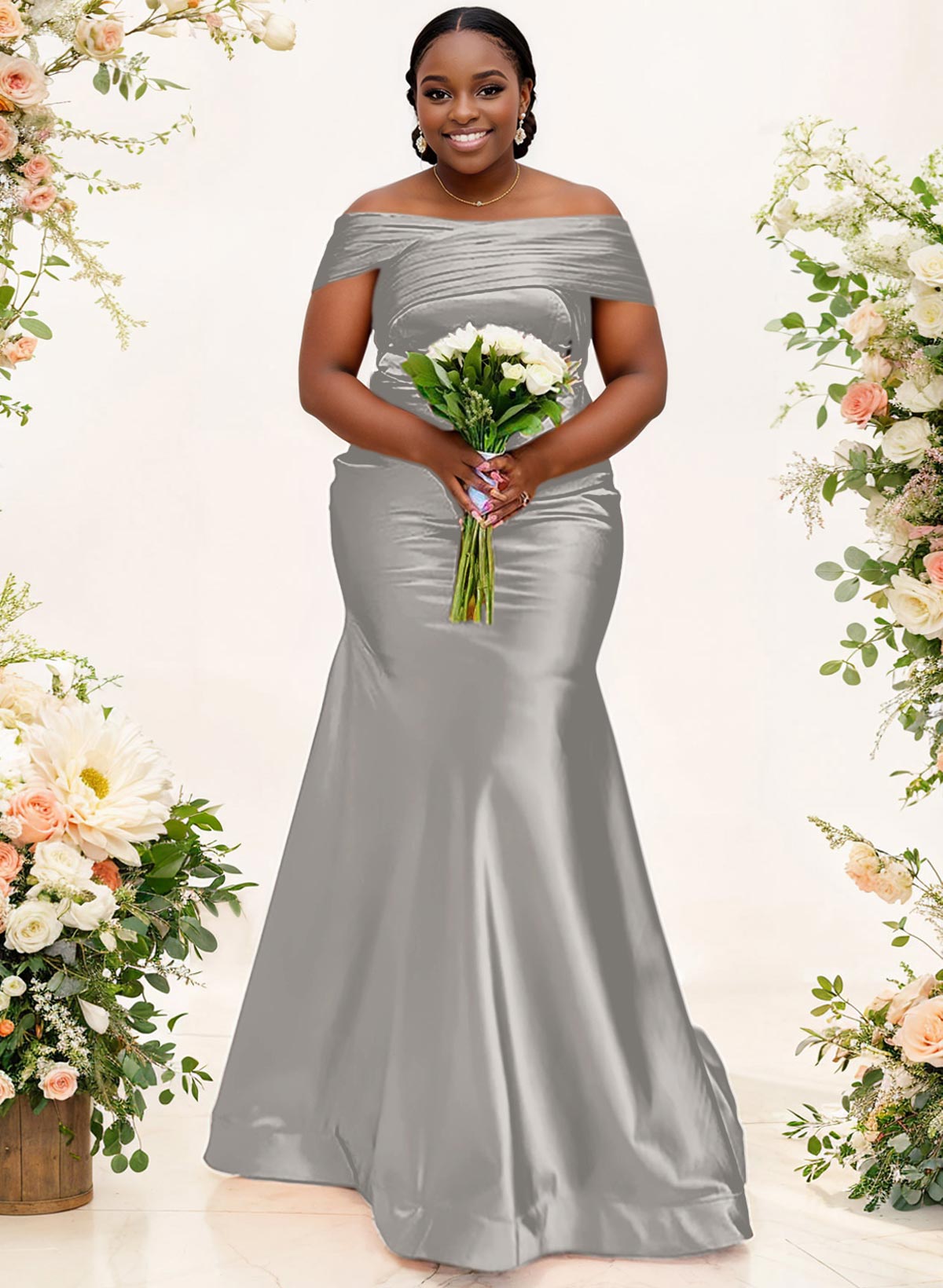 Trumpet/Mermaid Off-The-Shoulder Sleeveless Satin Bridesmaid Dresses, product image 59