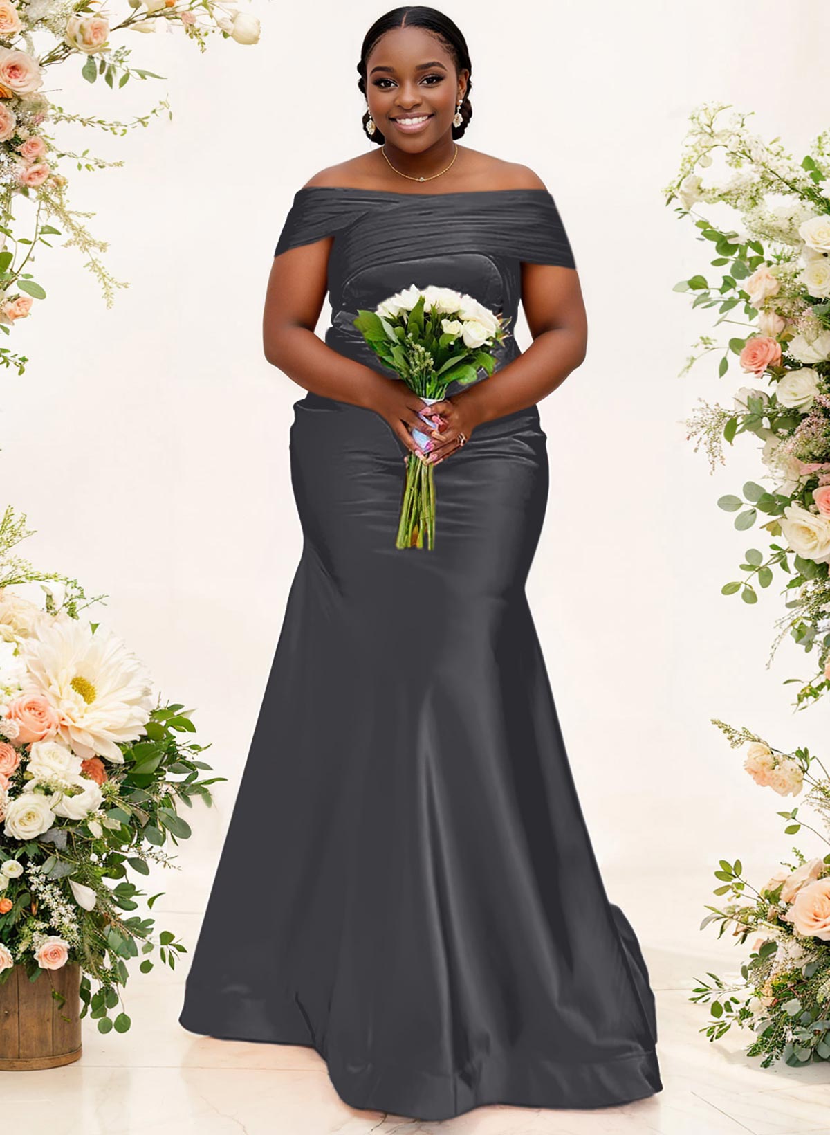 Trumpet/Mermaid Off-The-Shoulder Sleeveless Satin Bridesmaid Dresses, product image 60