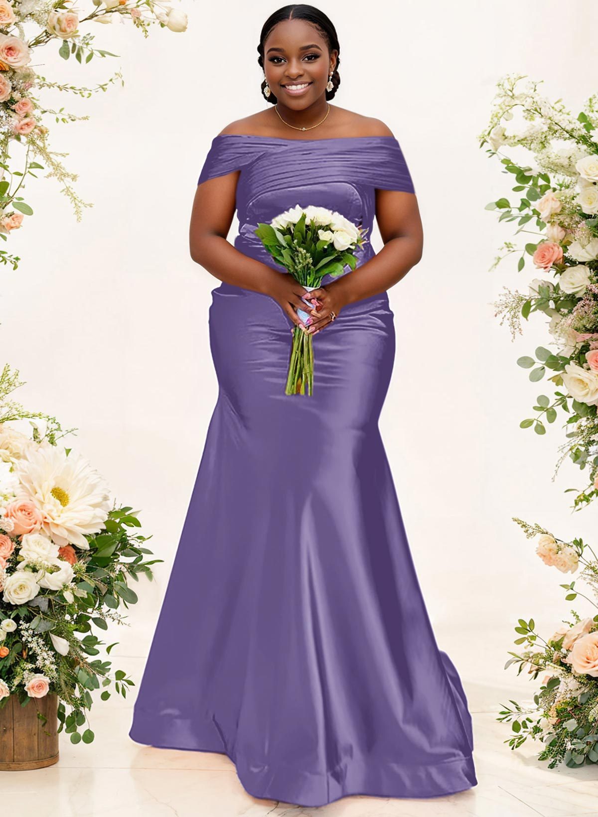 Trumpet/Mermaid Off-The-Shoulder Sleeveless Satin Bridesmaid Dresses, product image 37