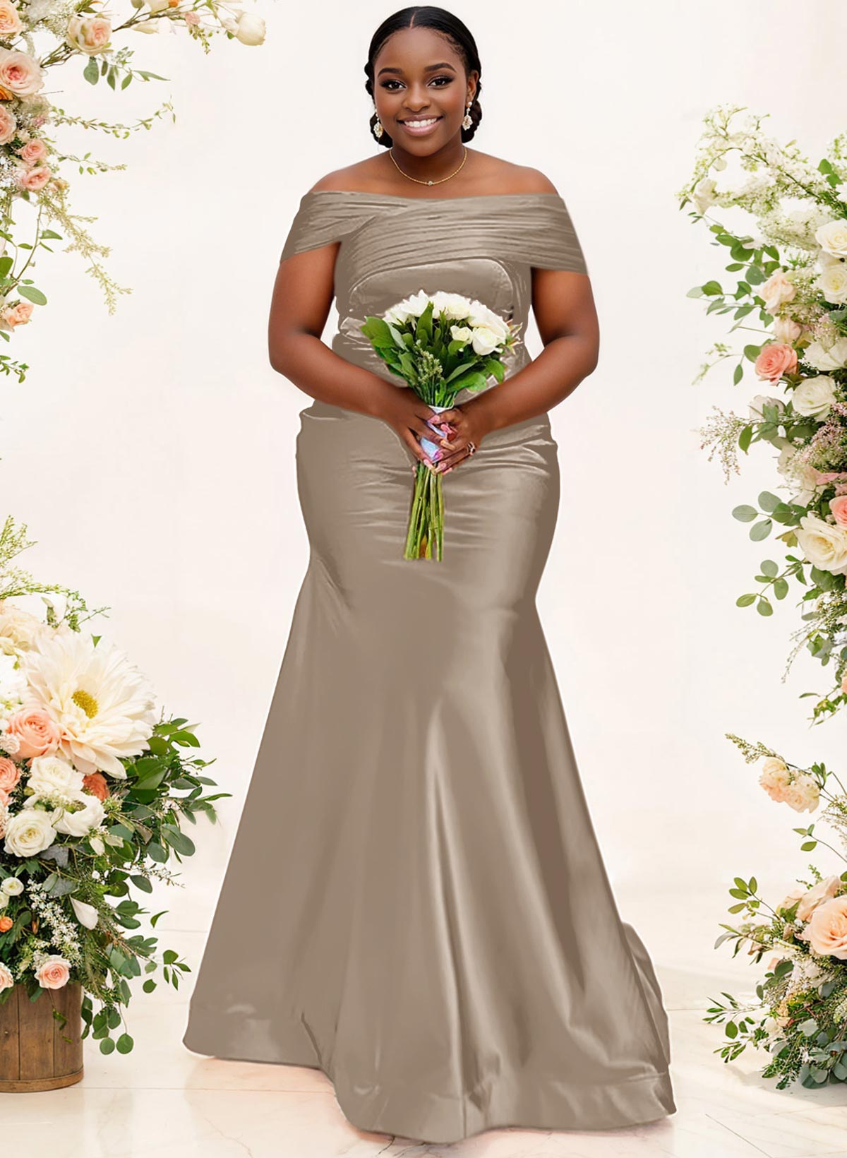 Trumpet/Mermaid Off-The-Shoulder Sleeveless Satin Bridesmaid Dresses, product image 51