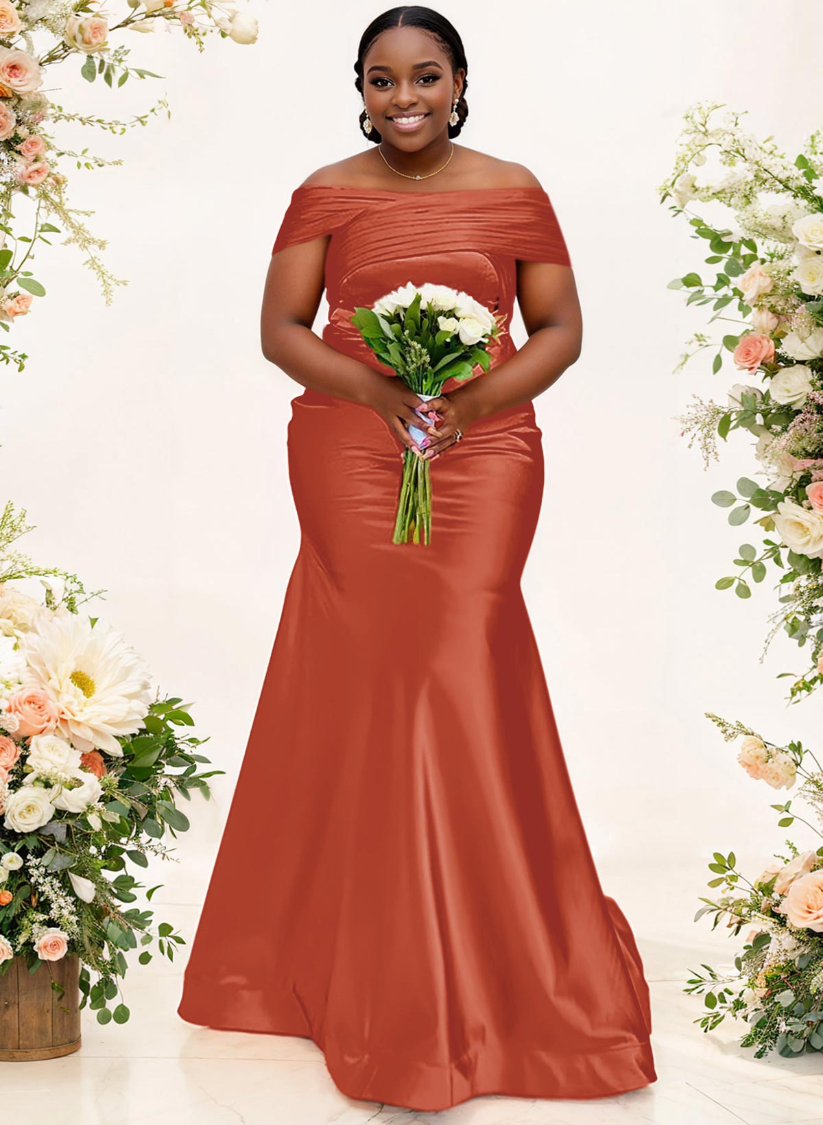 Trumpet/Mermaid Off-The-Shoulder Sleeveless Satin Bridesmaid Dresses, product image 22