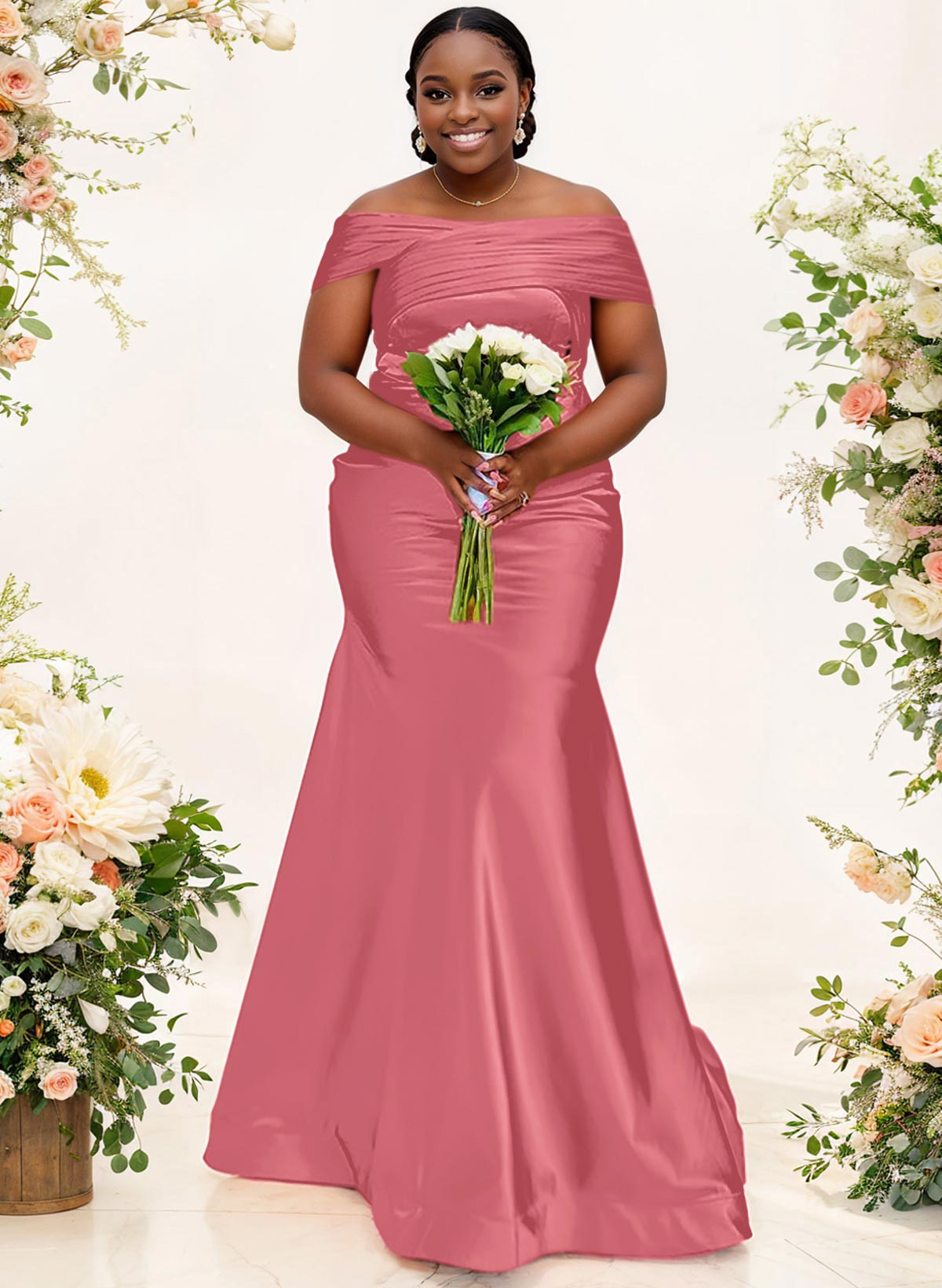 Trumpet/Mermaid Off-The-Shoulder Sleeveless Satin Bridesmaid Dresses, product image 23
