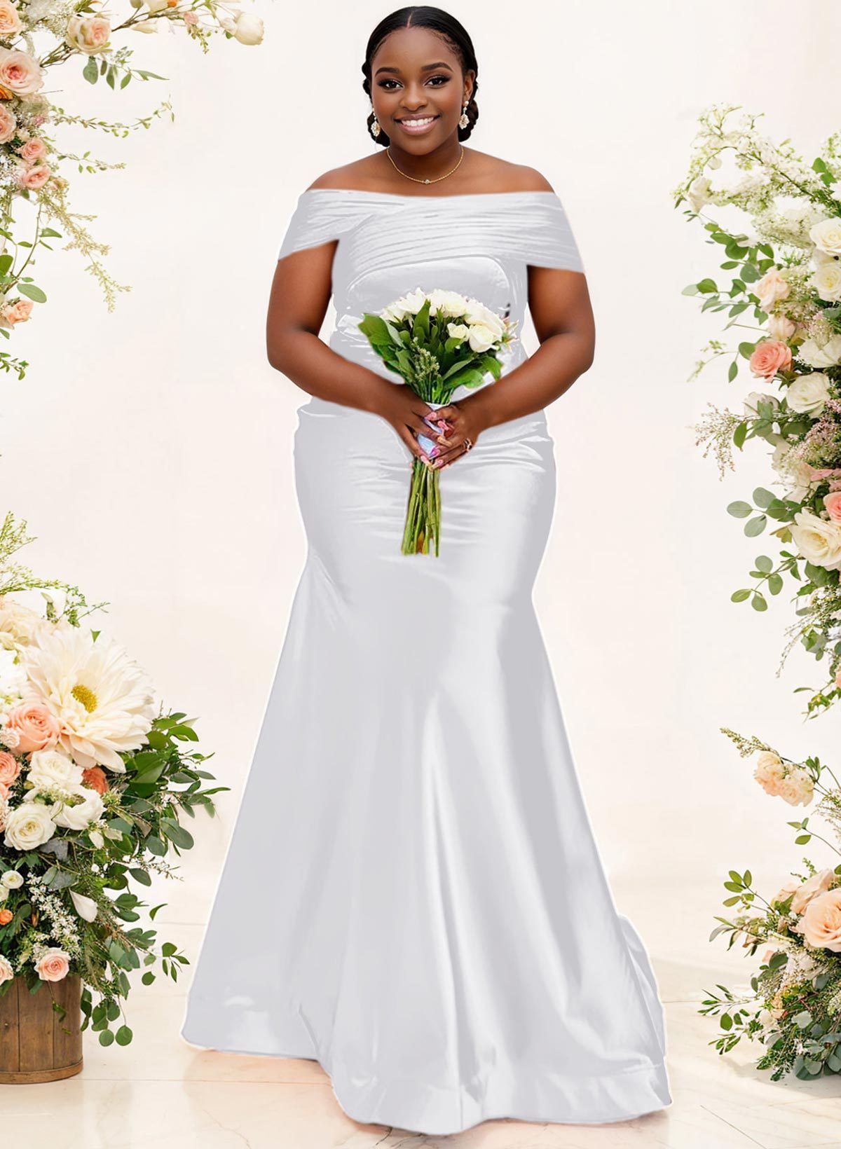 Trumpet/Mermaid Off-The-Shoulder Sleeveless Satin Bridesmaid Dresses, product image 58