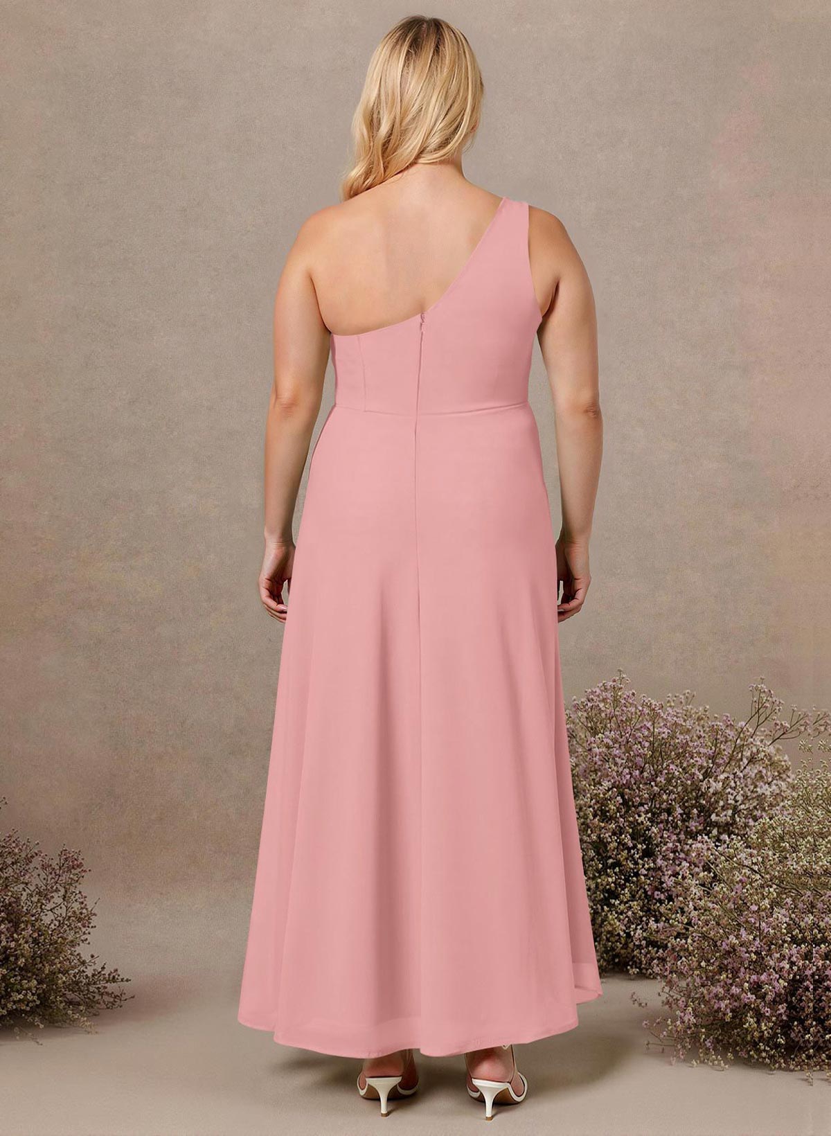 Modest One-Shoulder Sleeveless Chiffon Bridesmaid Dresses With Twisted Knot, product image 233