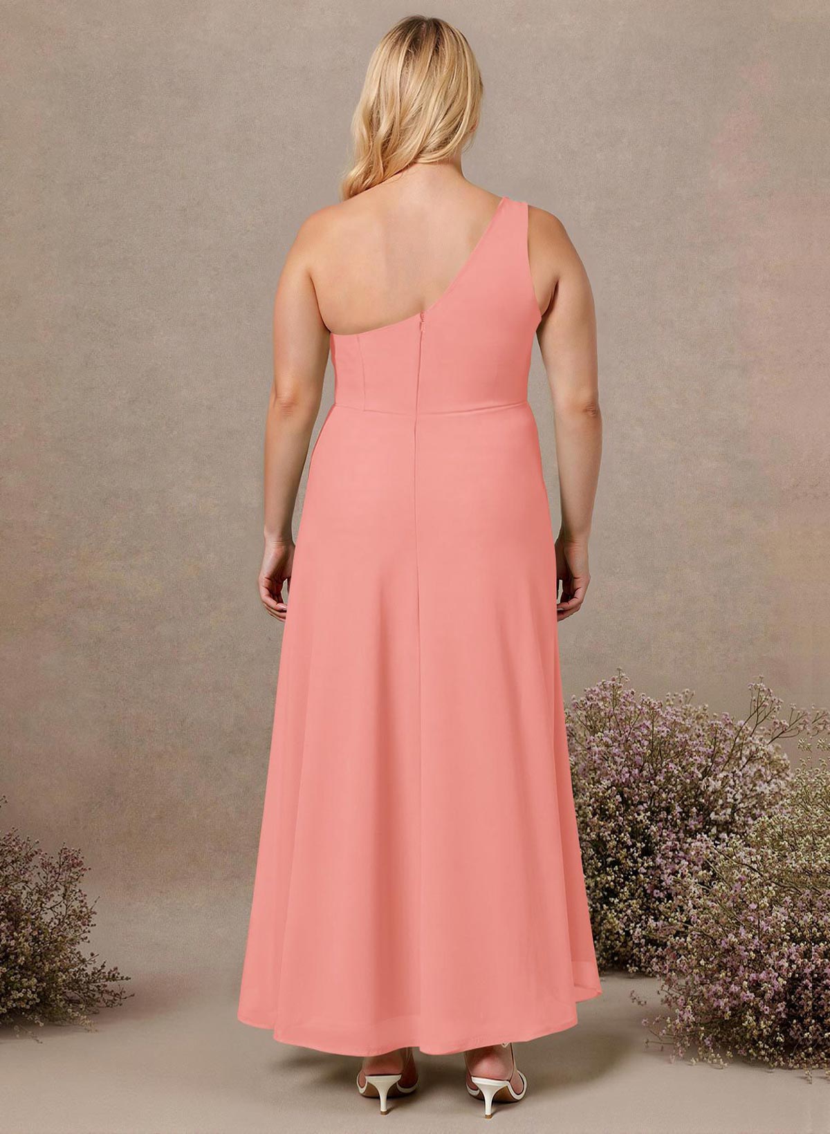 Modest One-Shoulder Sleeveless Chiffon Bridesmaid Dresses With Twisted Knot, product image 229