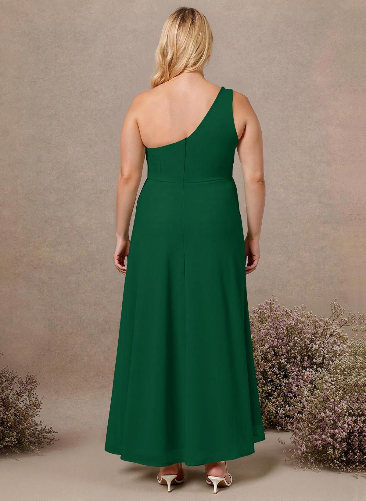 Modest One-Shoulder Sleeveless Chiffon Bridesmaid Dresses With Twisted Knot, product image 149