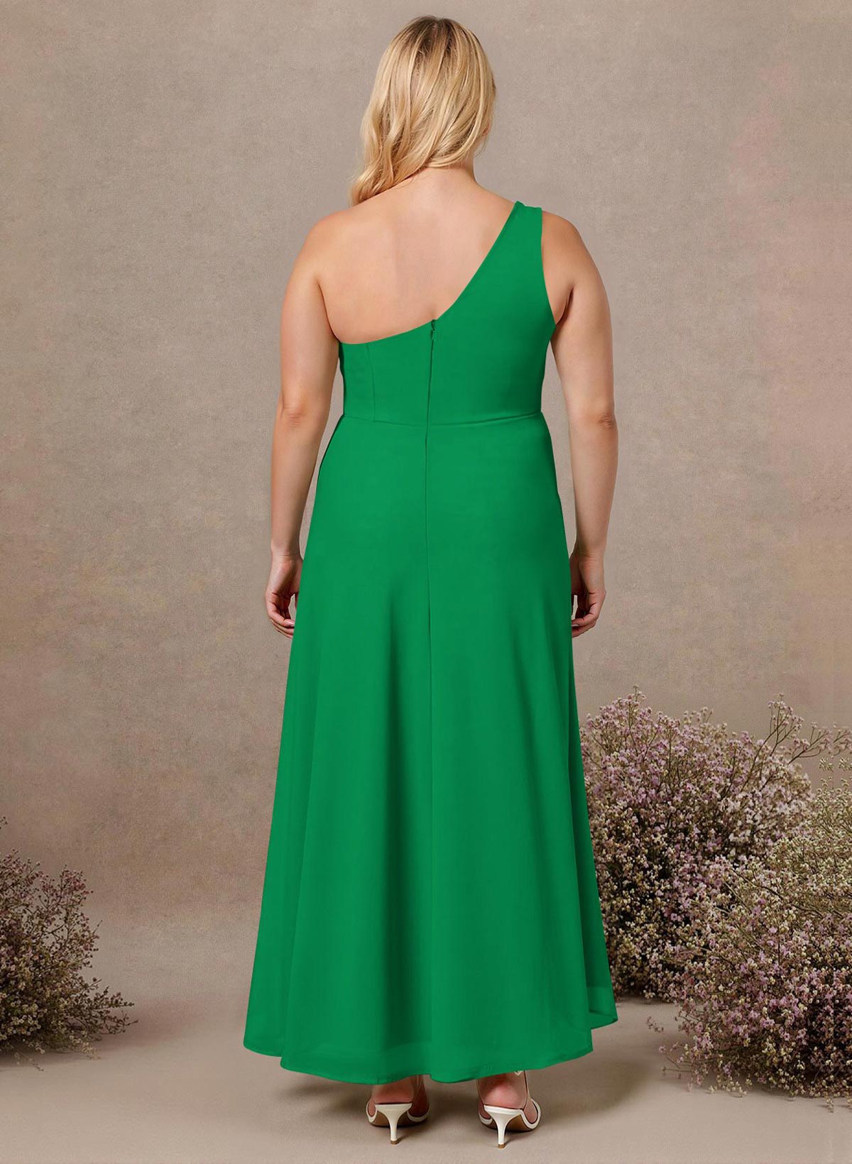 Modest One-Shoulder Sleeveless Chiffon Bridesmaid Dresses With Twisted Knot, product image 151