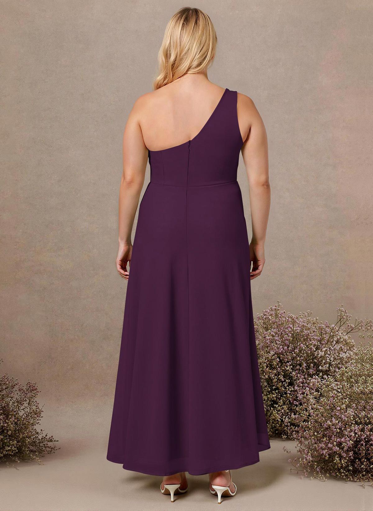 Modest One-Shoulder Sleeveless Chiffon Bridesmaid Dresses With Twisted Knot, product image 207