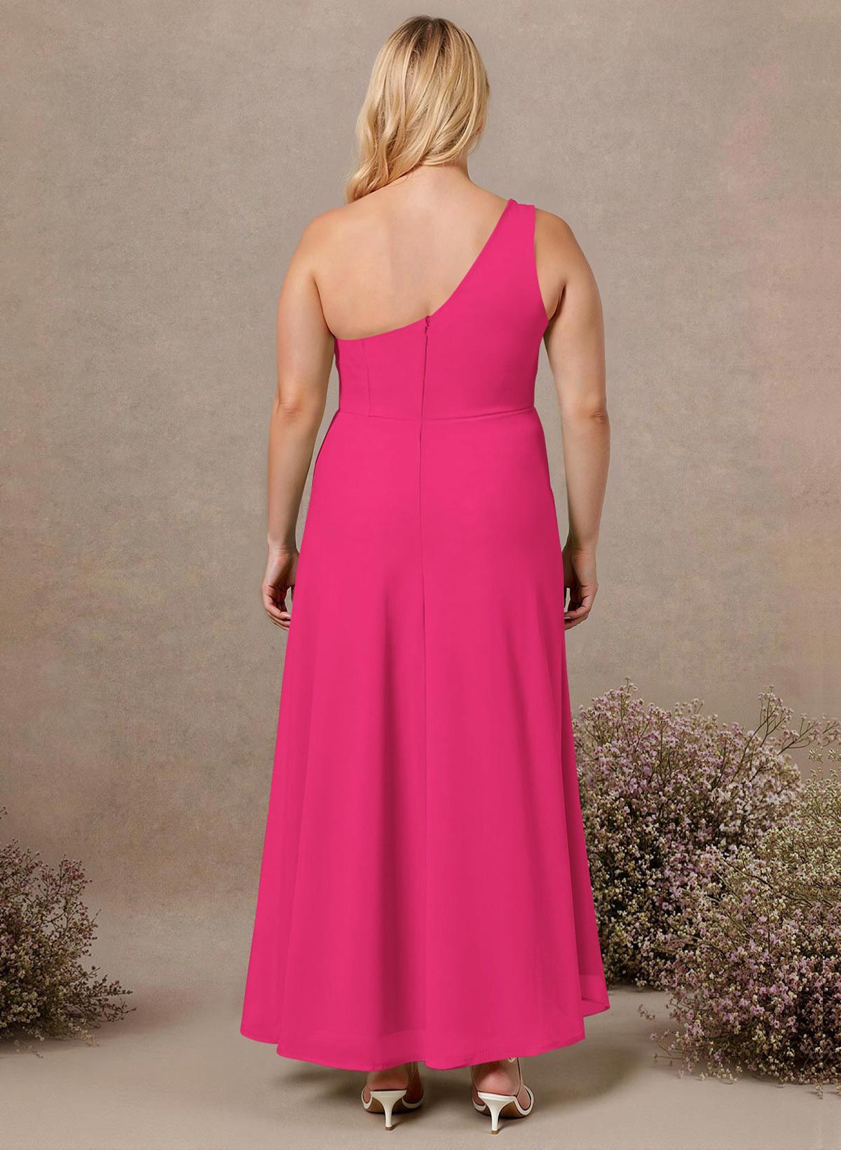 Modest One-Shoulder Sleeveless Chiffon Bridesmaid Dresses With Twisted Knot, product image 203