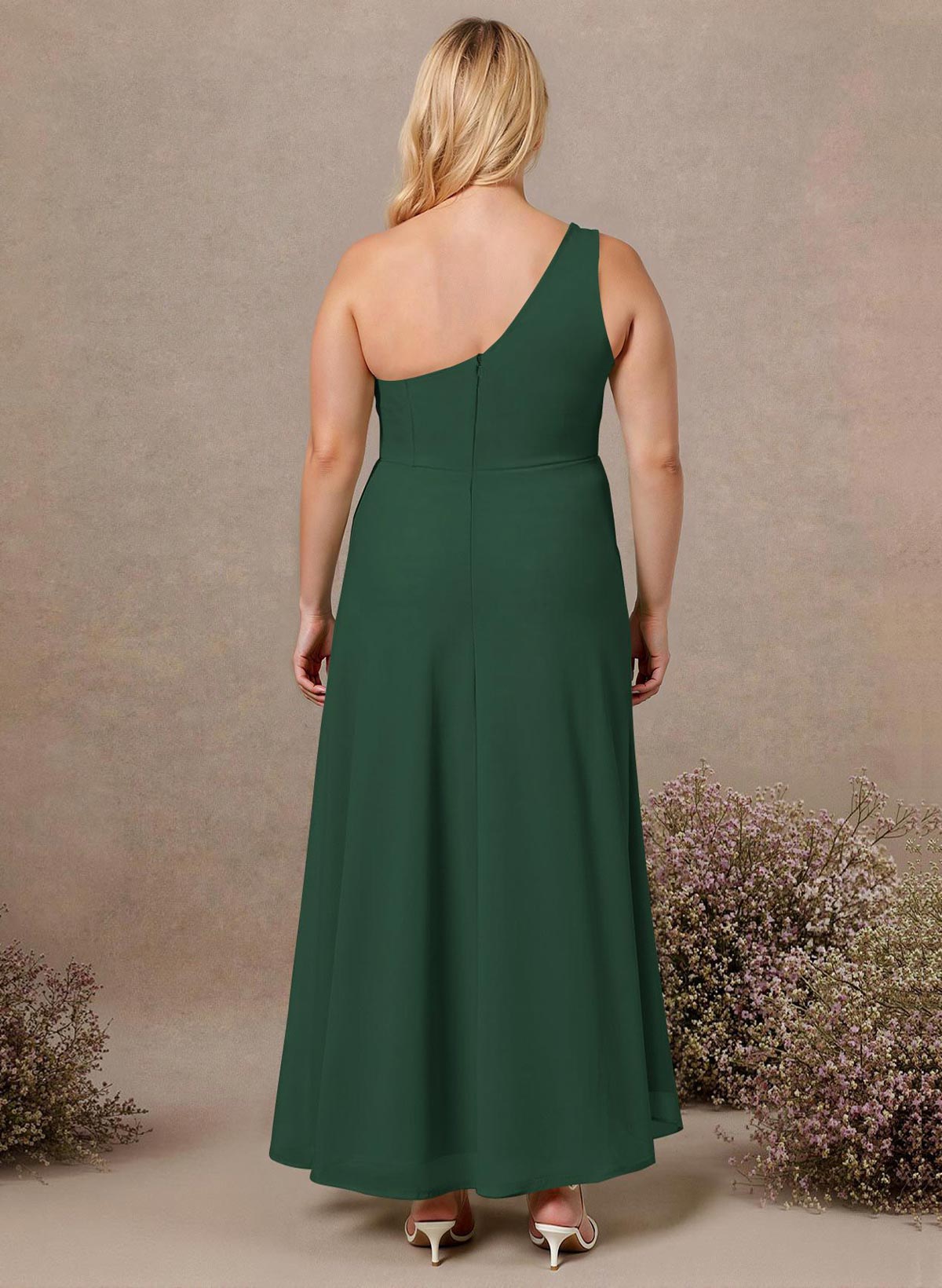 Modest One-Shoulder Sleeveless Chiffon Bridesmaid Dresses With Twisted Knot, product image 195