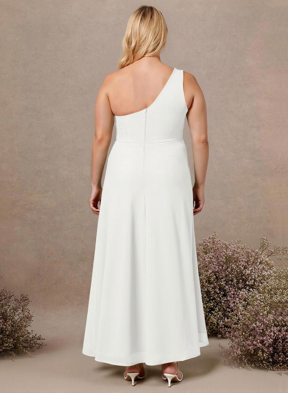 Modest One-Shoulder Sleeveless Chiffon Bridesmaid Dresses With Twisted Knot, product image 169