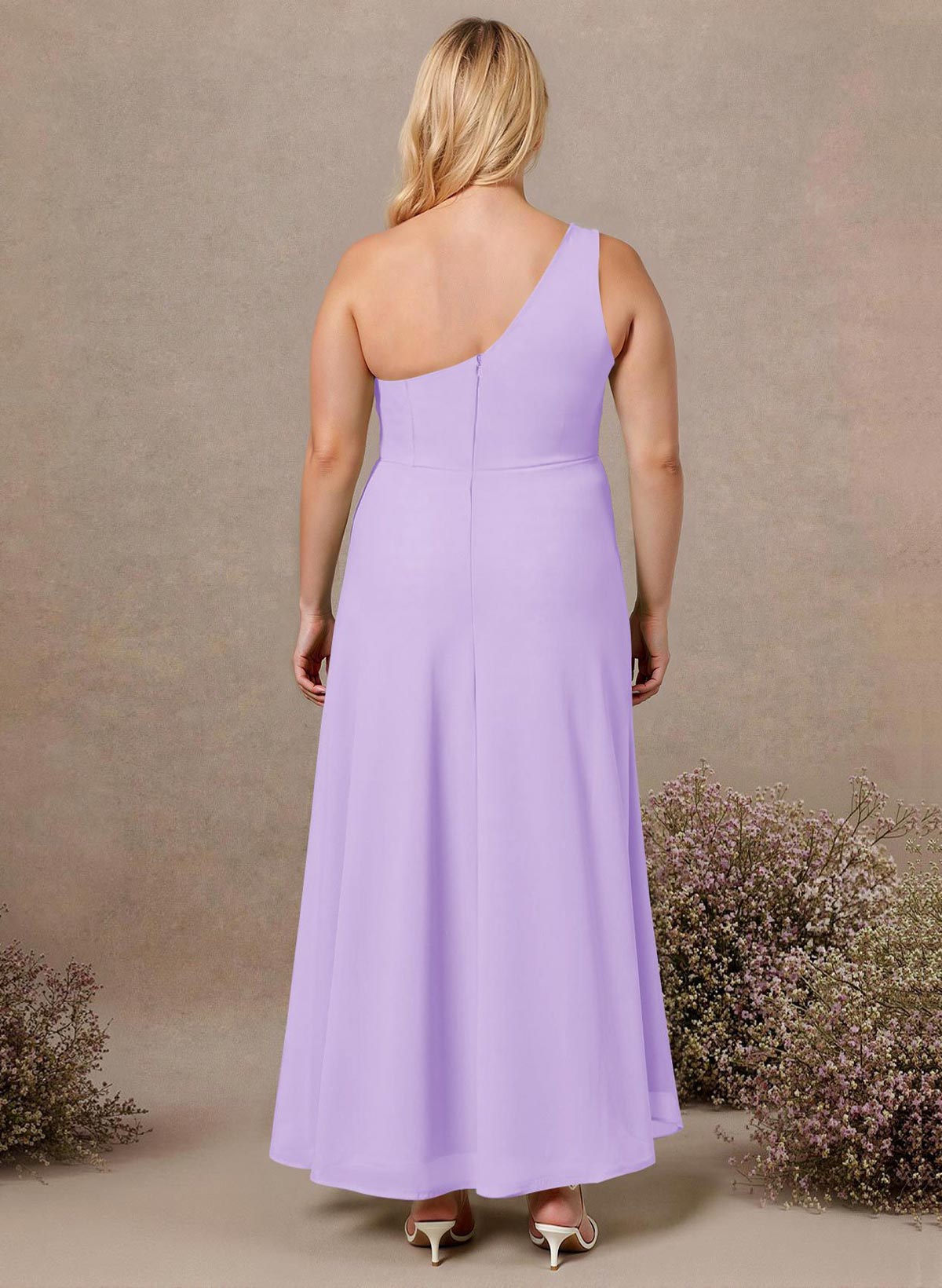 Modest One-Shoulder Sleeveless Chiffon Bridesmaid Dresses With Twisted Knot, product image 215