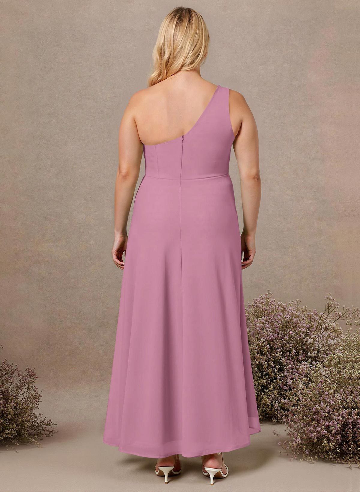 Modest One-Shoulder Sleeveless Chiffon Bridesmaid Dresses With Twisted Knot, product image 217