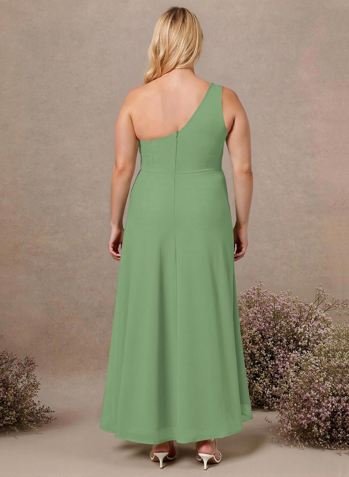 Modest One-Shoulder Sleeveless Chiffon Bridesmaid Dresses With Twisted Knot, product image 147
