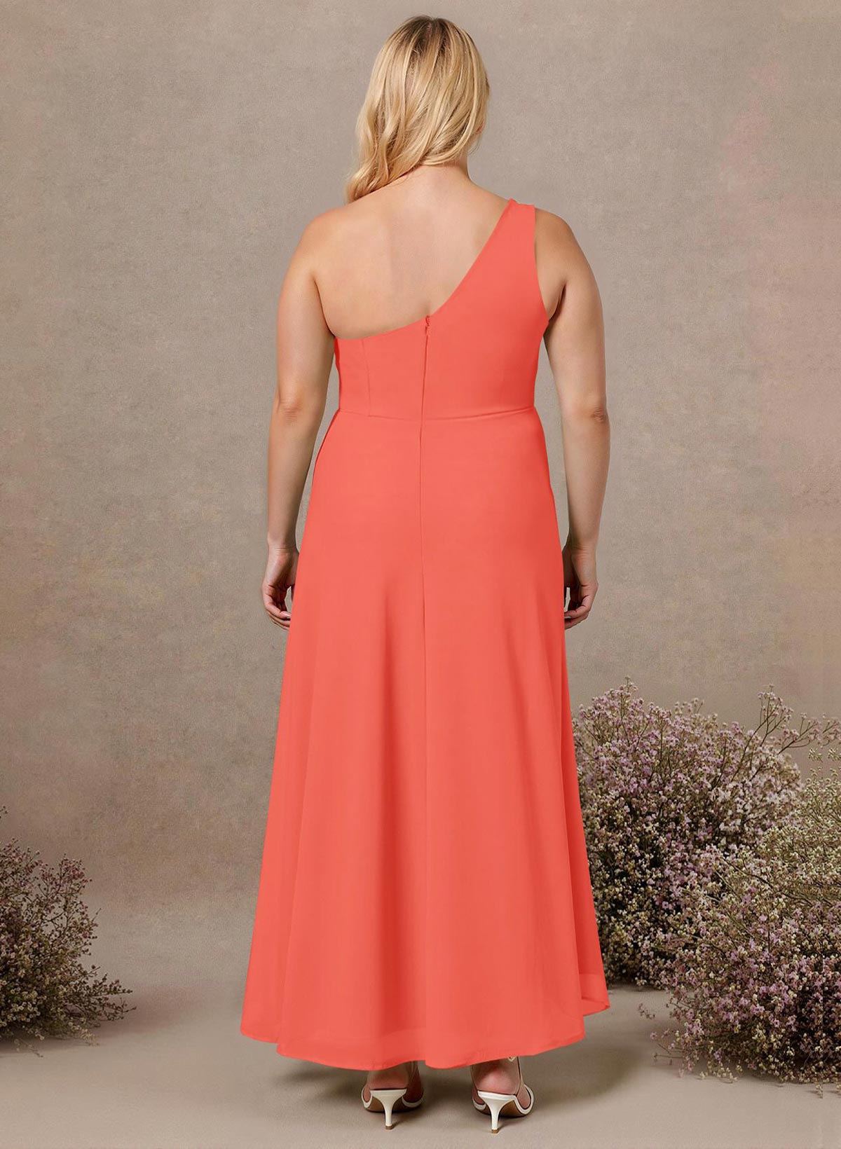 Modest One-Shoulder Sleeveless Chiffon Bridesmaid Dresses With Twisted Knot, product image 173
