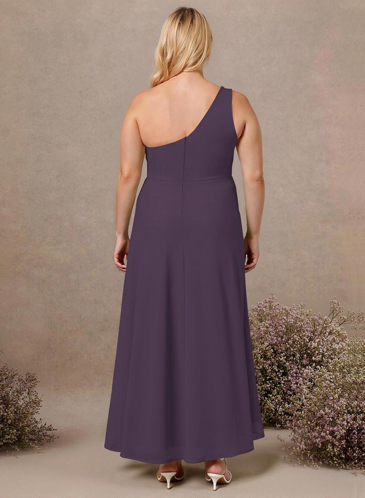 Modest One-Shoulder Sleeveless Chiffon Bridesmaid Dresses With Twisted Knot, product image 209