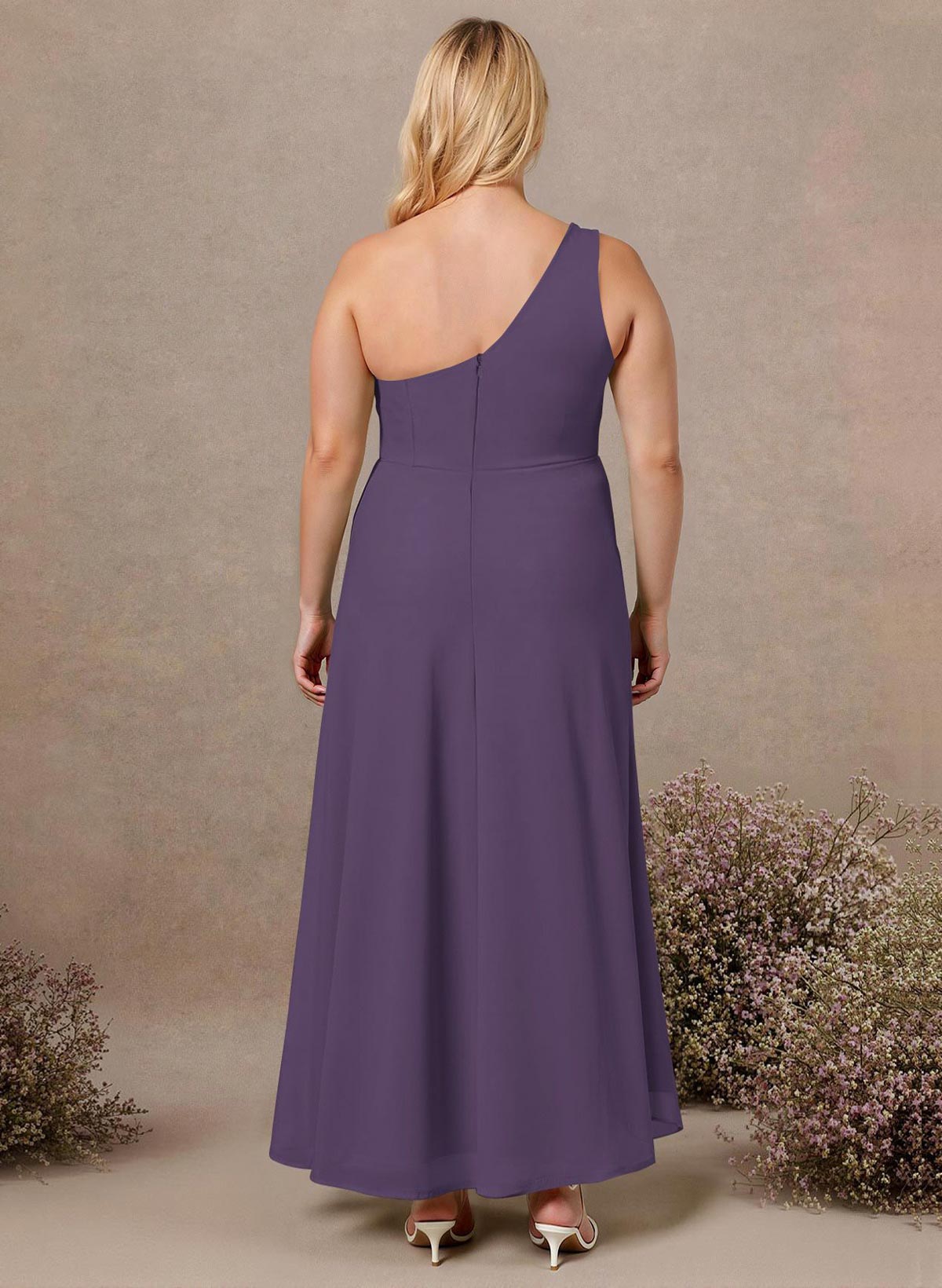 Modest One-Shoulder Sleeveless Chiffon Bridesmaid Dresses With Twisted Knot, product image 211