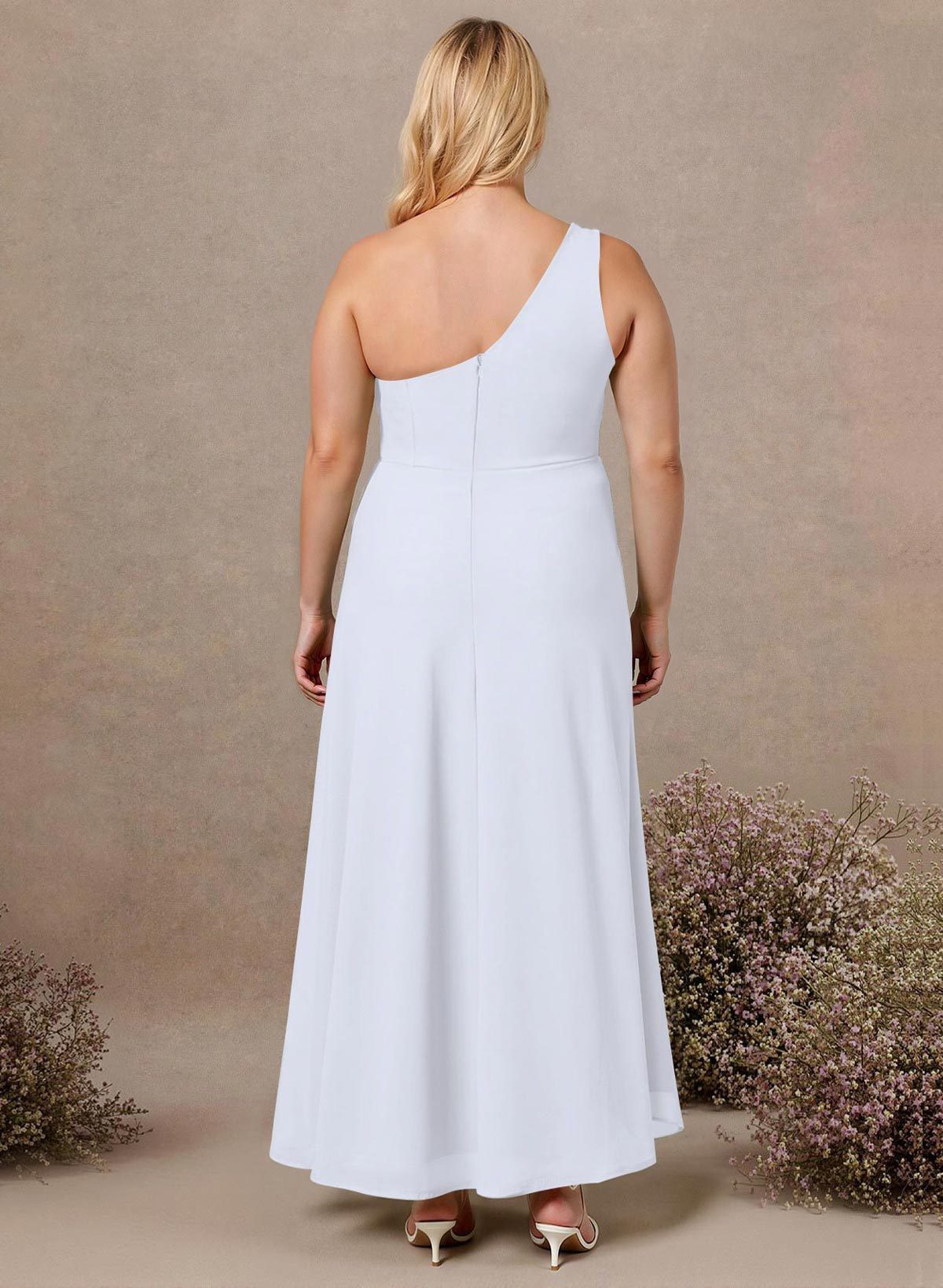 Modest One-Shoulder Sleeveless Chiffon Bridesmaid Dresses With Twisted Knot, product image 167