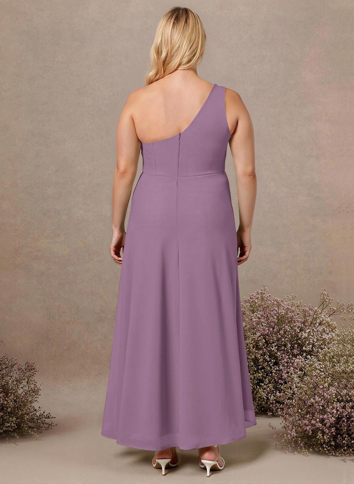 Modest One-Shoulder Sleeveless Chiffon Bridesmaid Dresses With Twisted Knot, product image 221