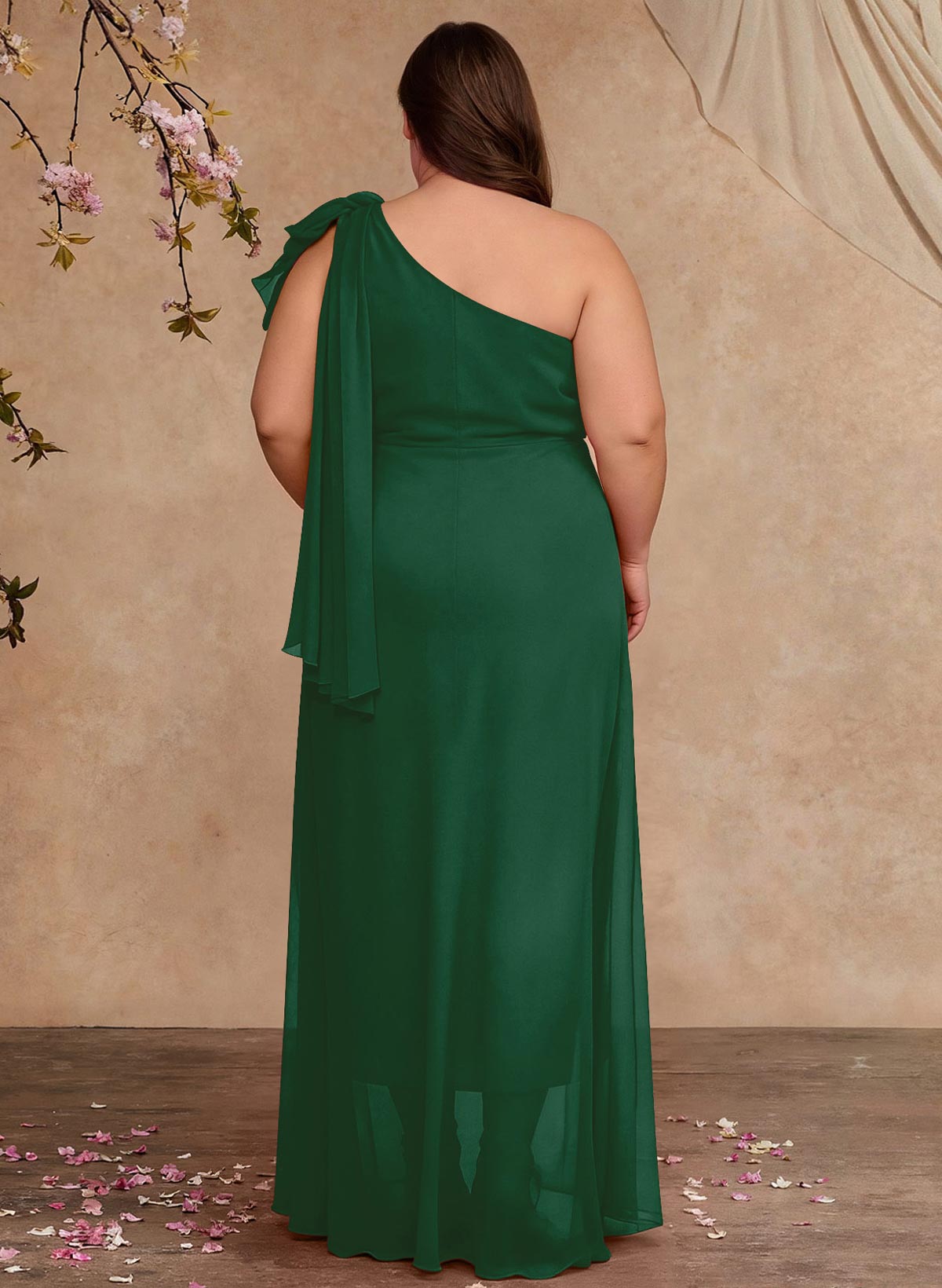 One-Shoulder Floor-Length Chiffon Mother Of The Bride Dresses With Split Front