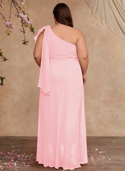 One-Shoulder Floor-Length Chiffon Mother Of The Bride Dresses With Split Front