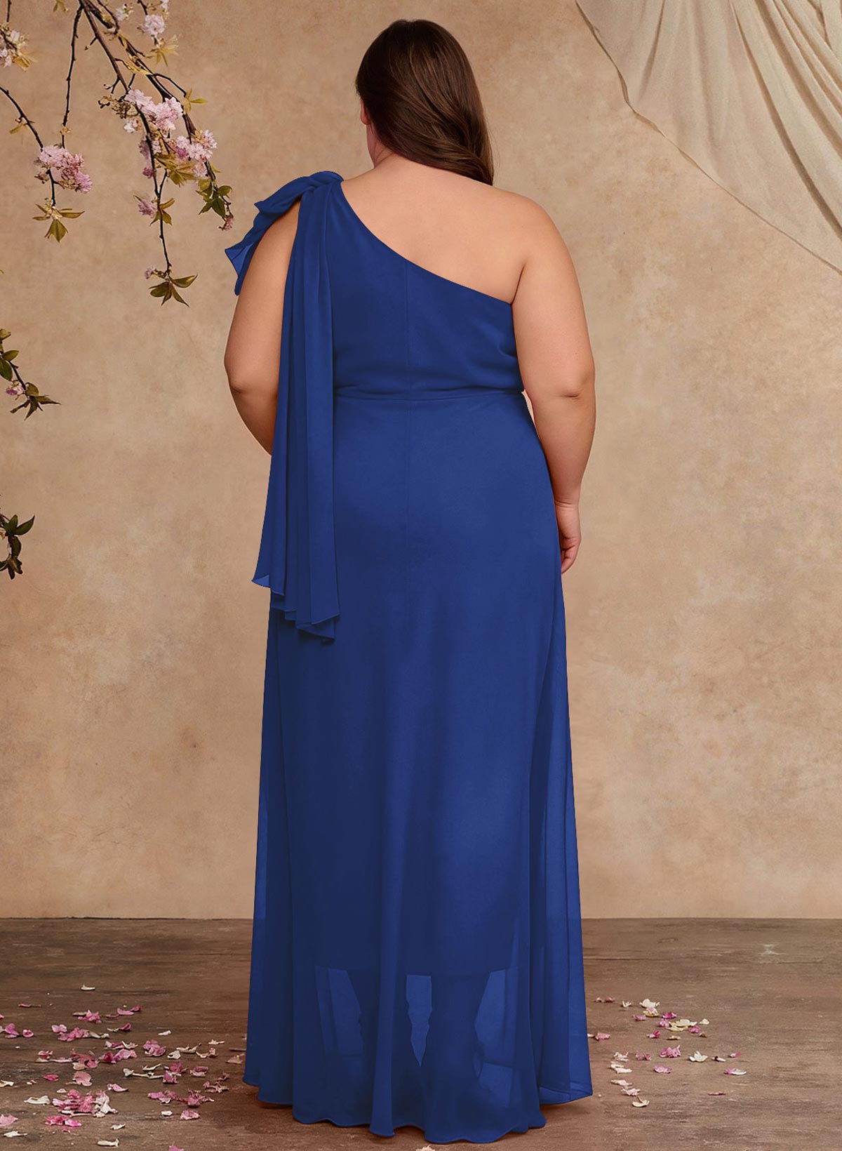 One-Shoulder Floor-Length Chiffon Mother Of The Bride Dresses With Split Front