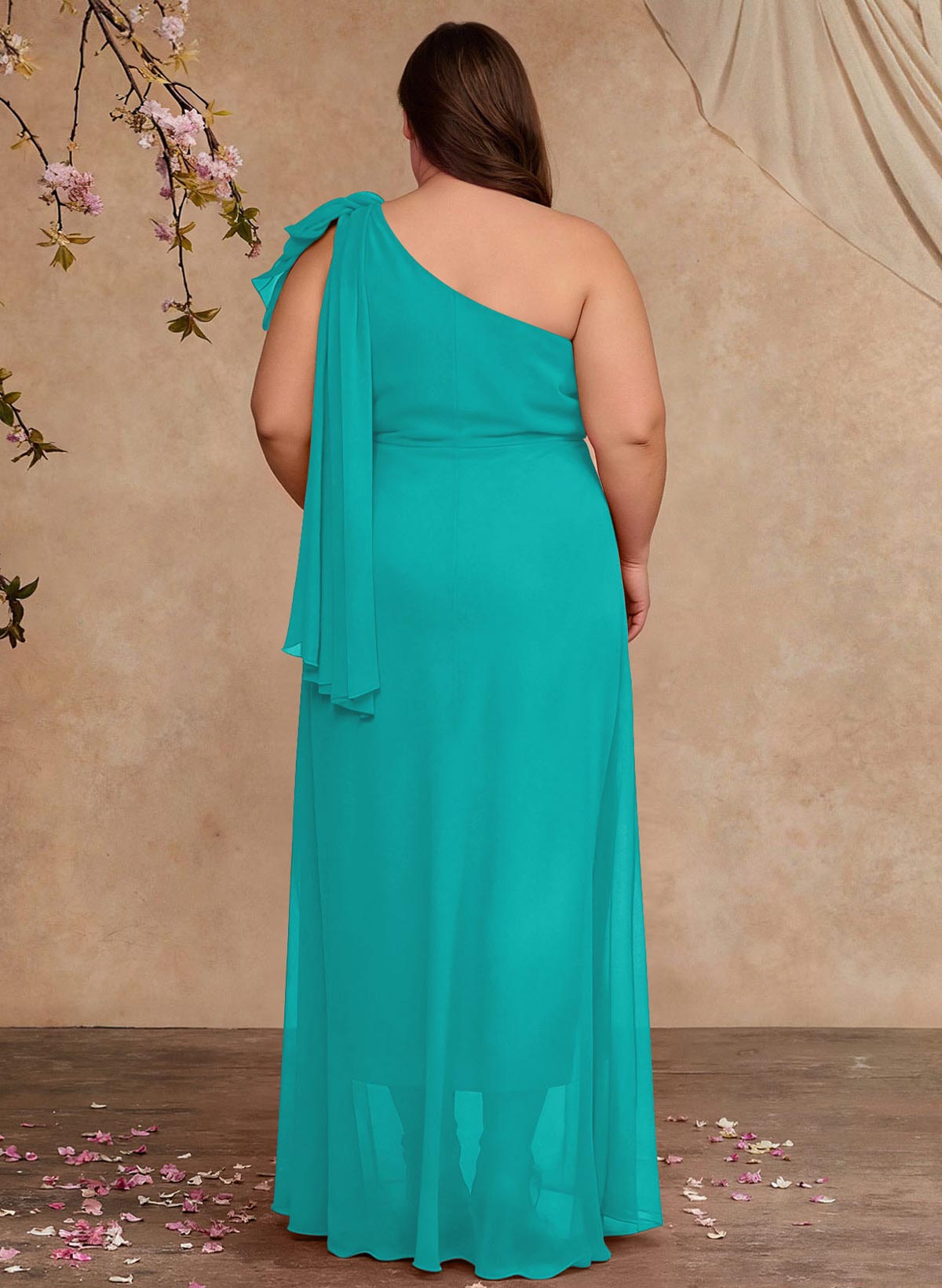 One-Shoulder Floor-Length Chiffon Mother Of The Bride Dresses With Split Front