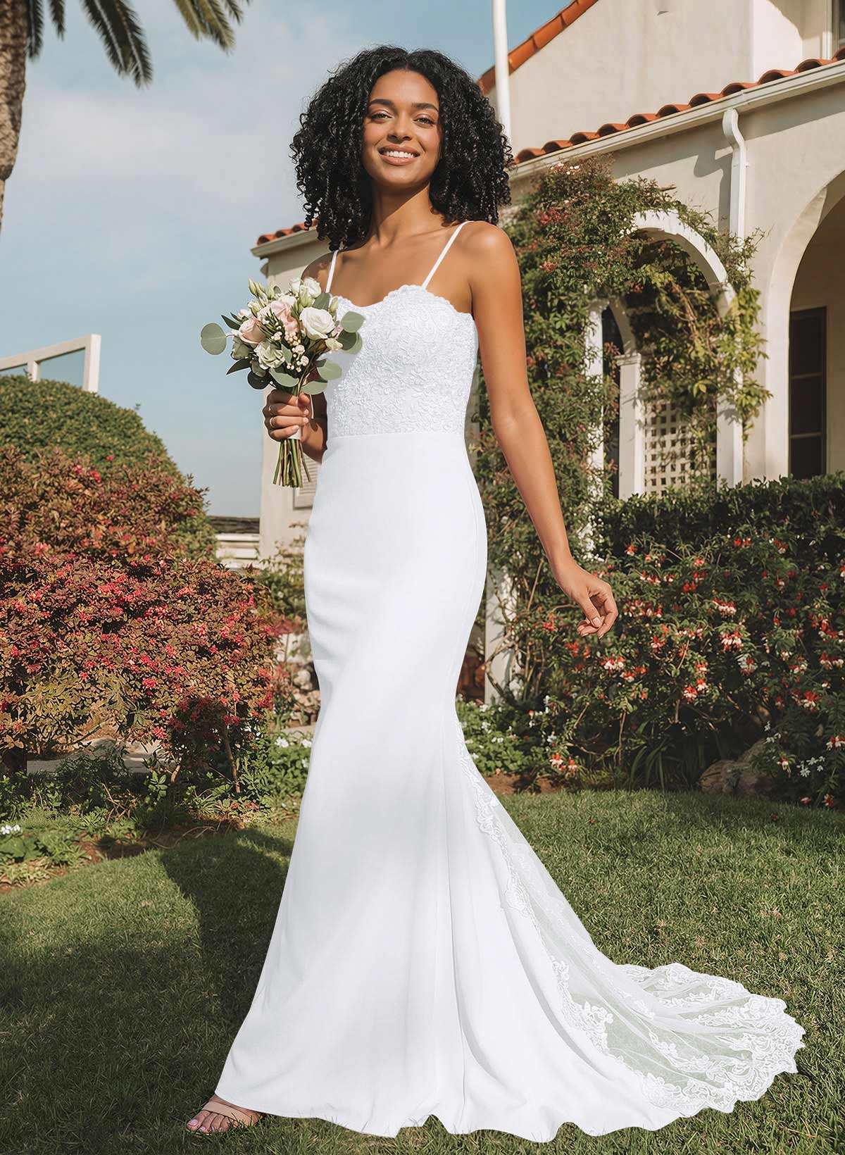 Trumpet/Mermaid Sweetheart Elastic Satin Bridesmaid Dresses With Appliques Lace, product image 34