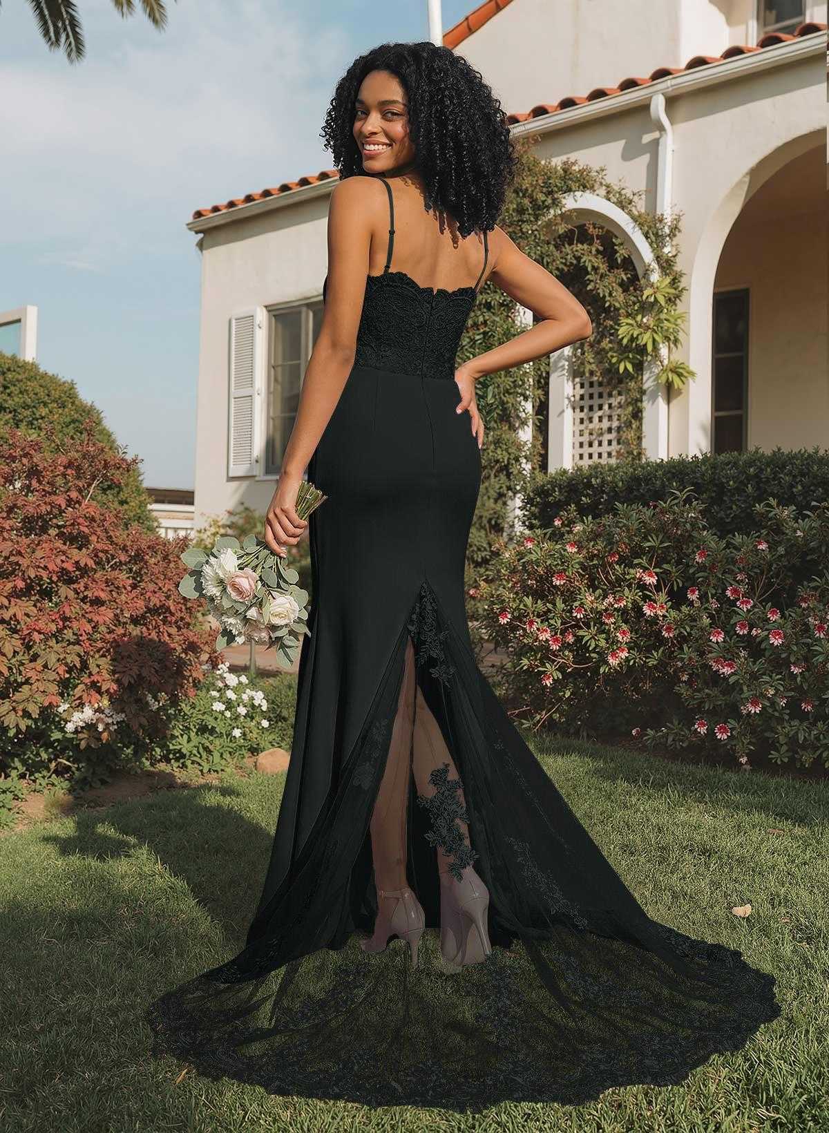 Trumpet/Mermaid Sweetheart Elastic Satin Bridesmaid Dresses With Appliques Lace, product image 20