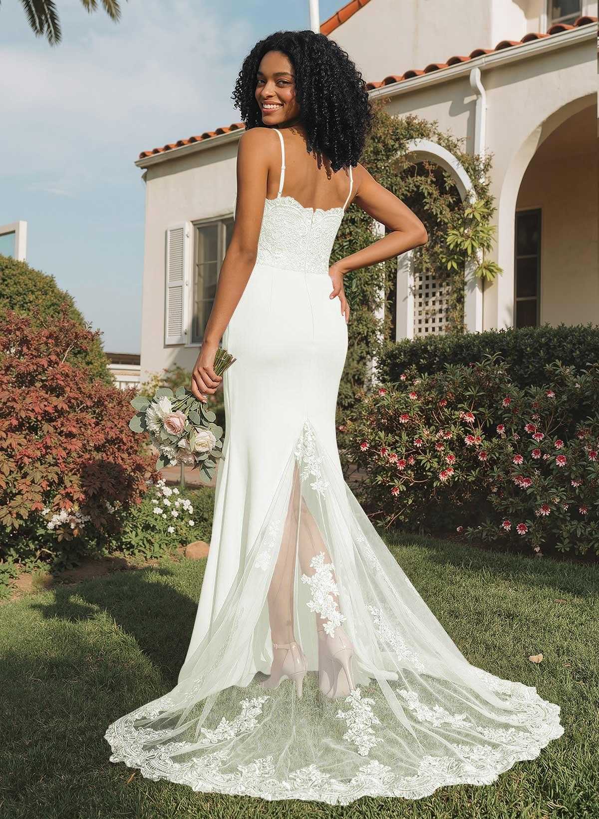 Trumpet/Mermaid Sweetheart Elastic Satin Bridesmaid Dresses With Appliques Lace, product image 29