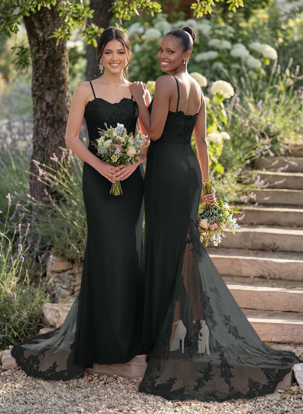Trumpet/Mermaid Sweetheart Elastic Satin Bridesmaid Dresses With Appliques Lace, product image 21